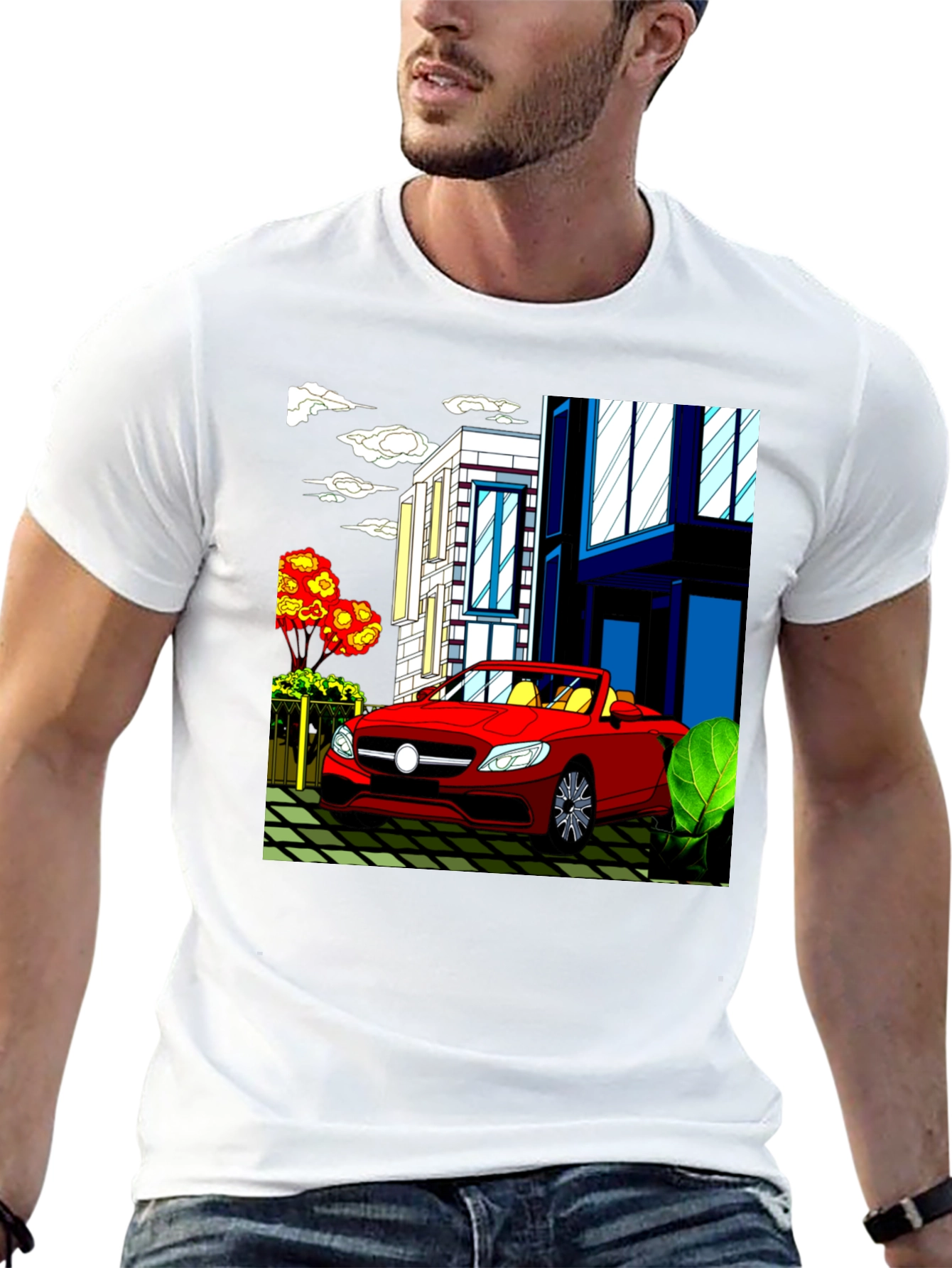 Red Convertible Car Graphic T-Shirt