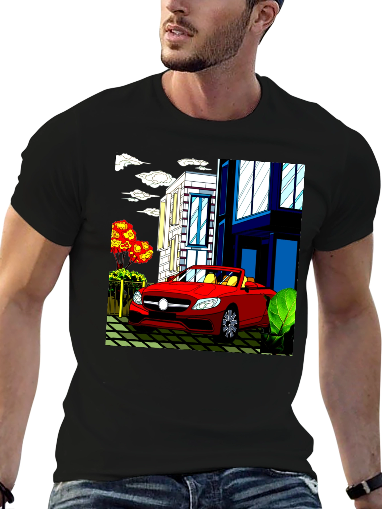 Red Convertible Car Graphic T-Shirt