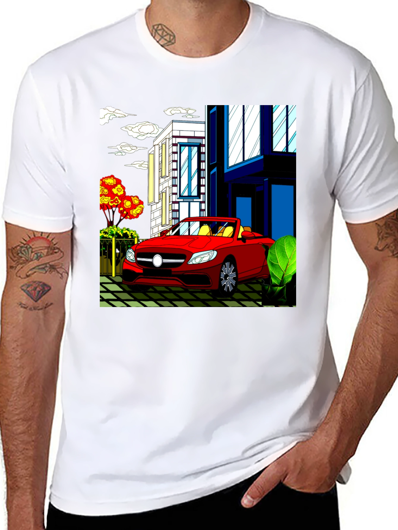 Red Convertible Car Graphic T-Shirt