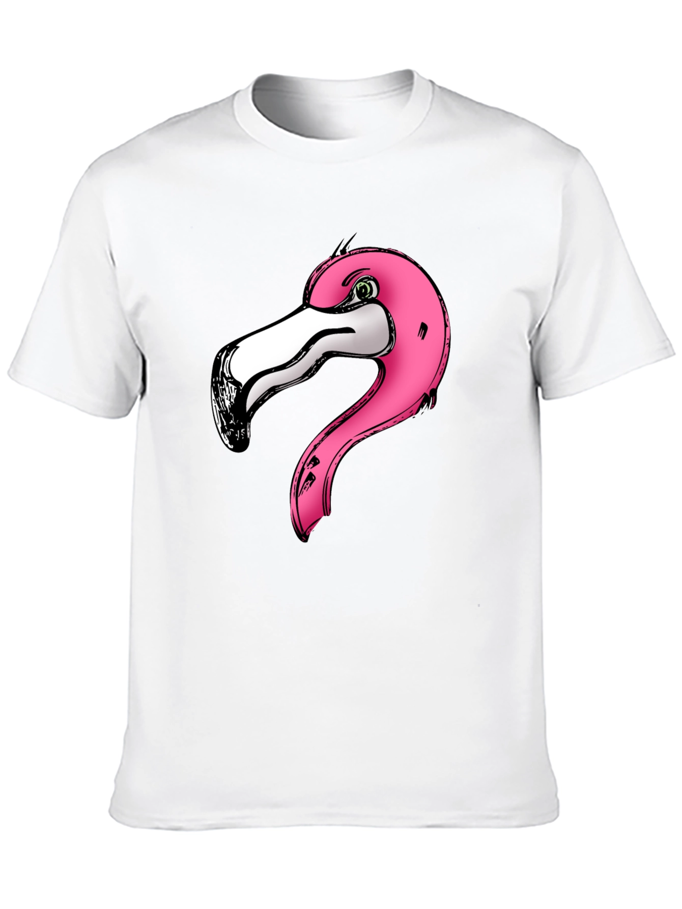 Pink Flamingo Graphic Print Black T-Shirt