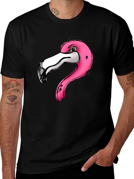 Pink Flamingo Graphic Print Black T-Shirt