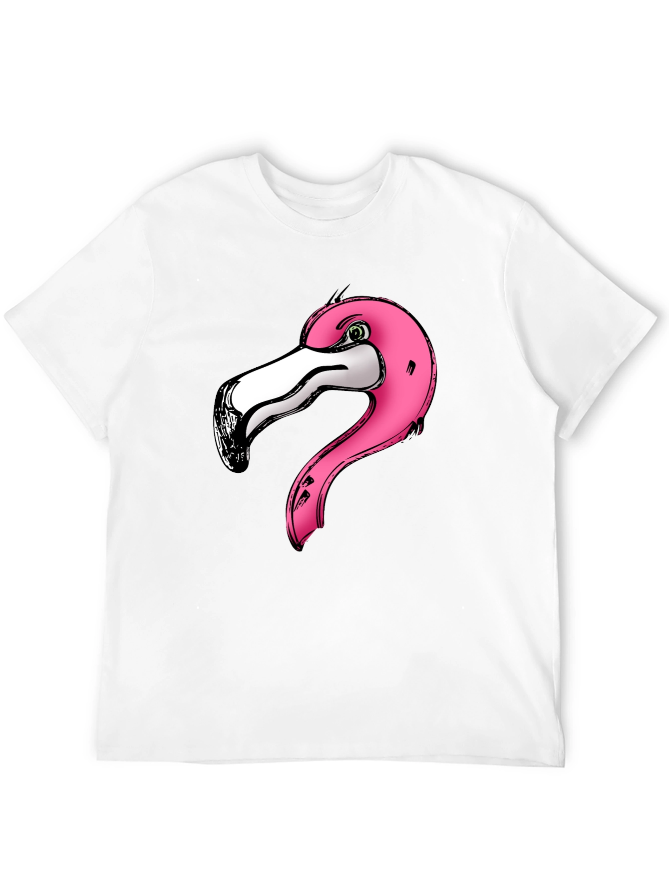 Pink Flamingo Graphic Print Black T-Shirt