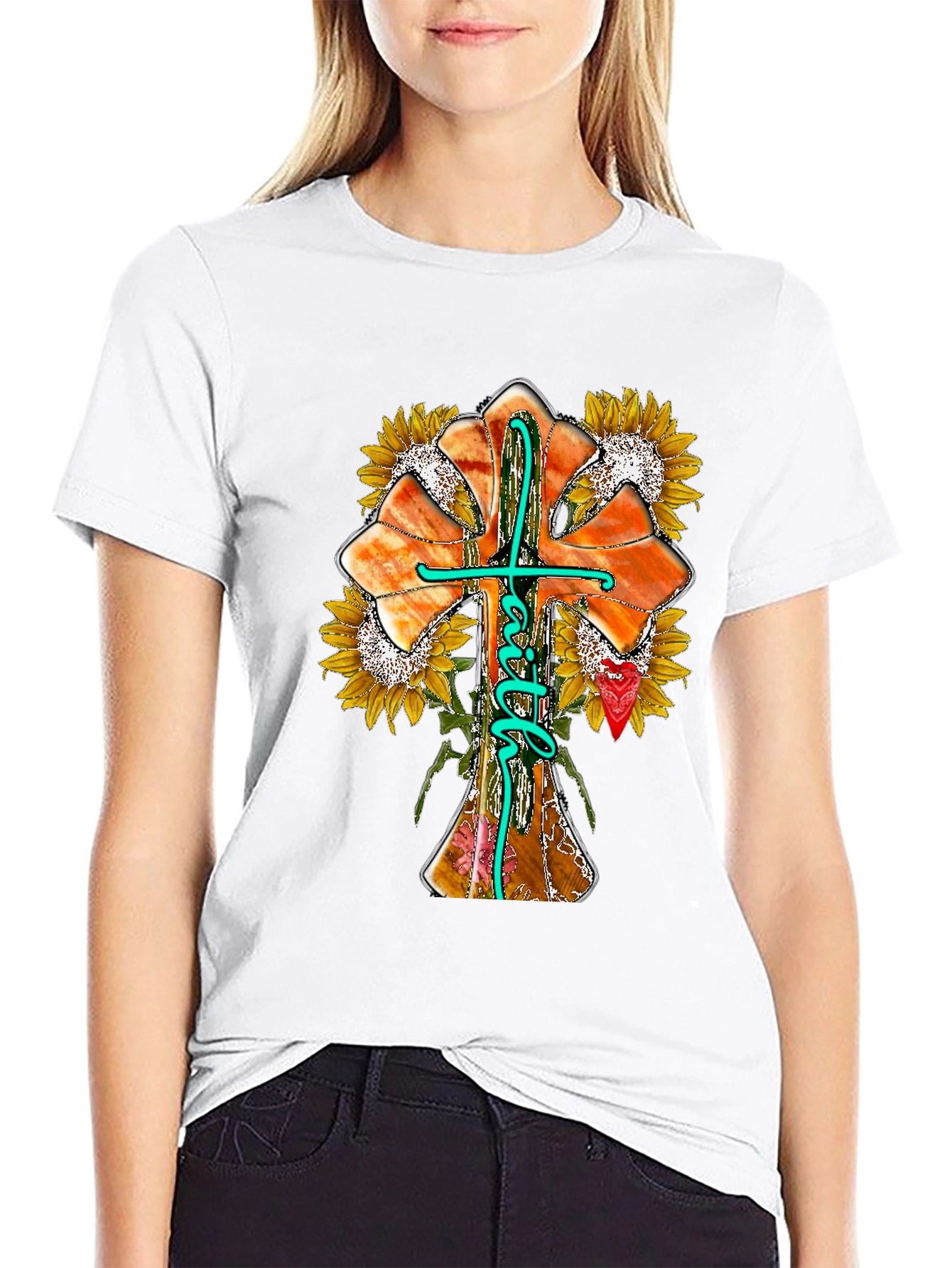 Faith Sunflower Graphic Print Tee