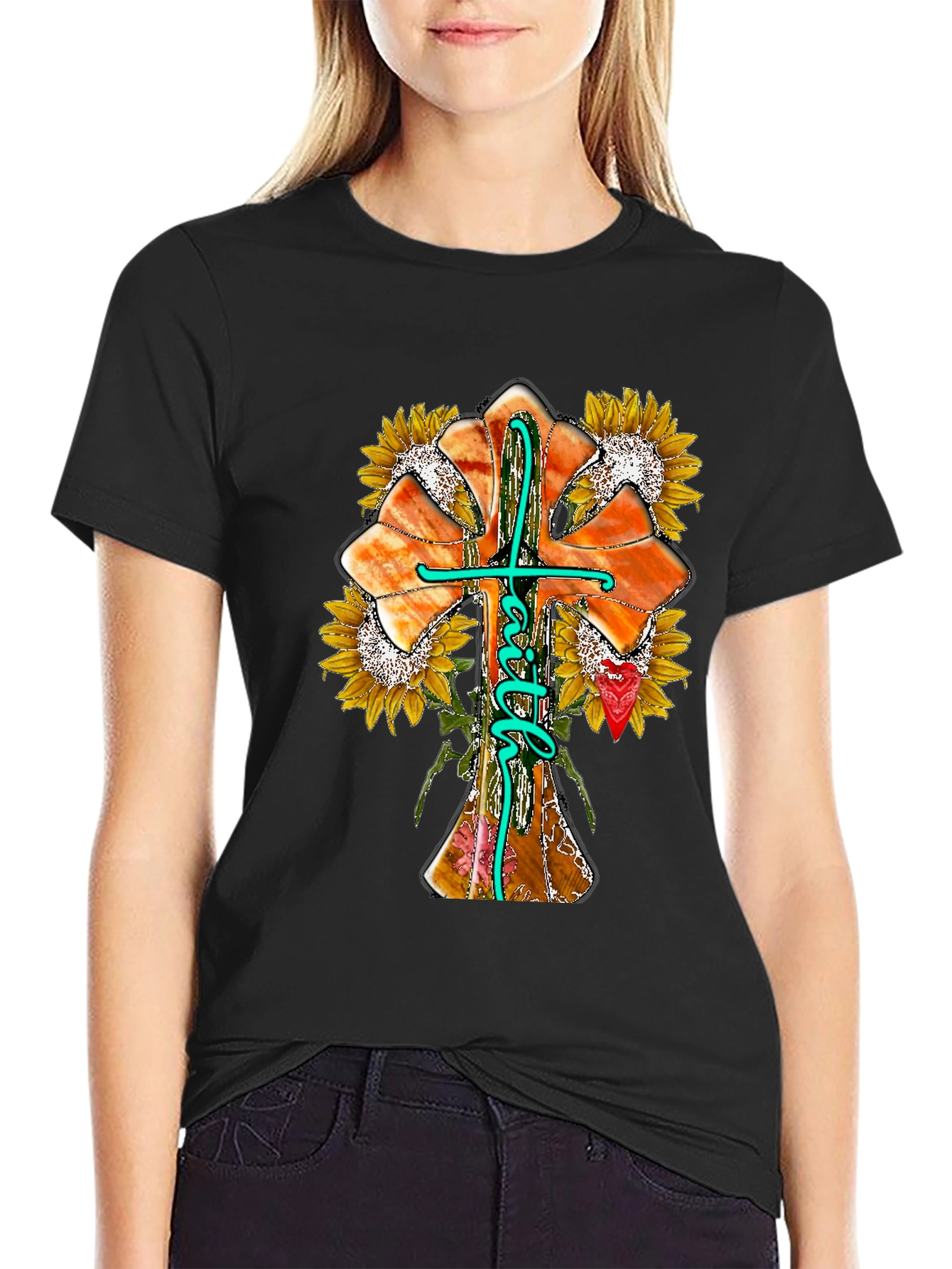 Faith Sunflower Graphic Print Tee