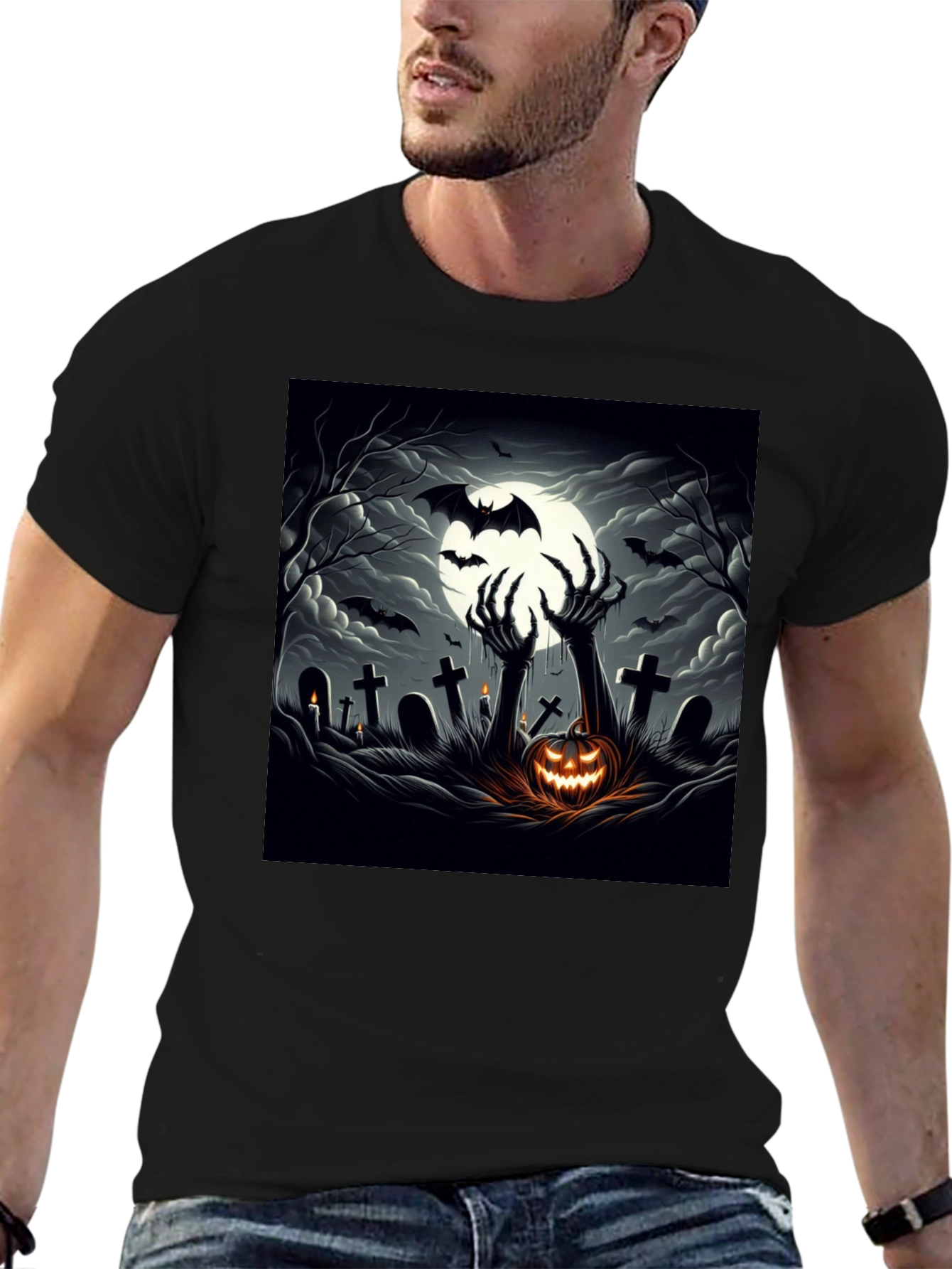 Halloween T-Shirt: Spooky Graveyard Design