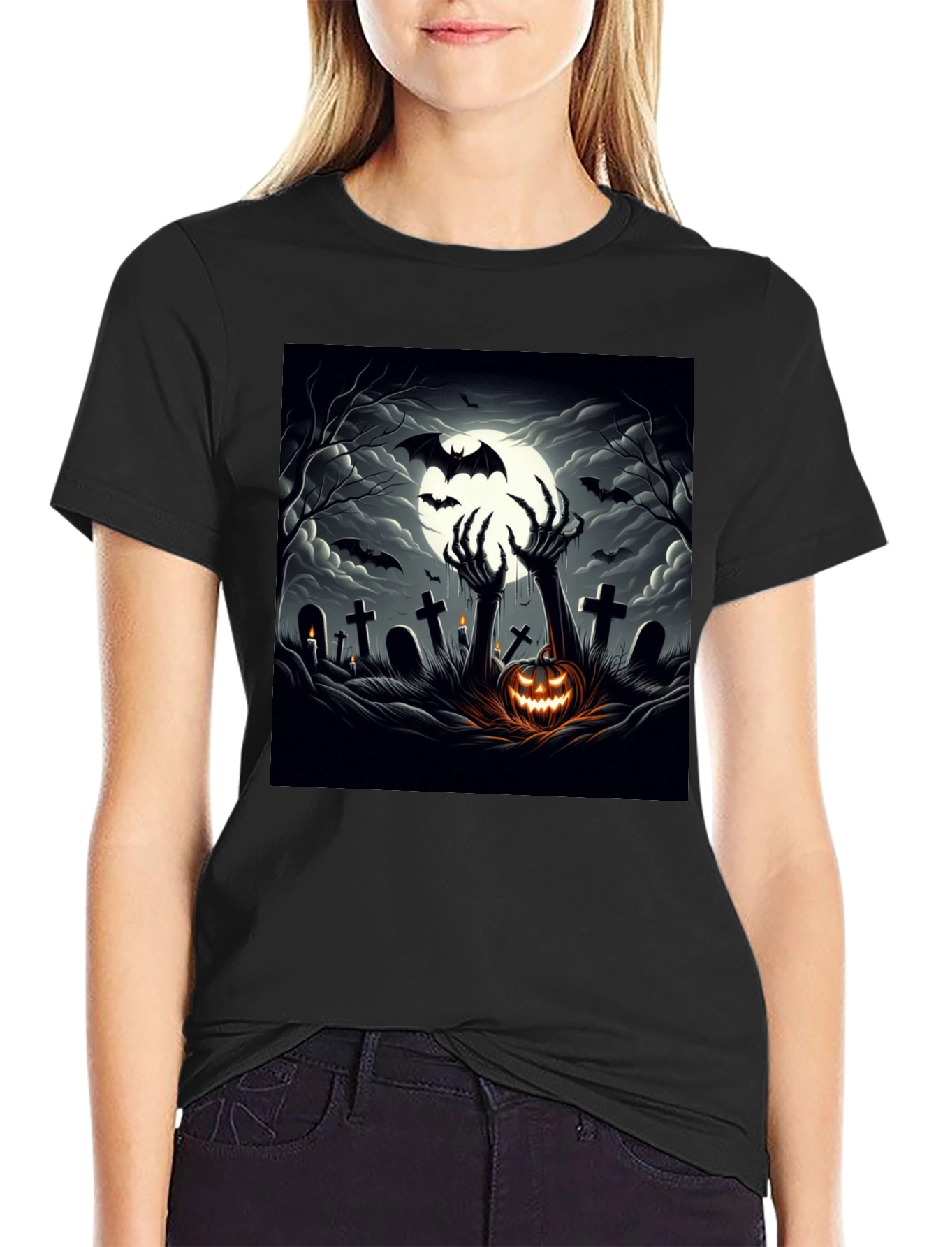 Halloween T-Shirt: Spooky Graveyard Design