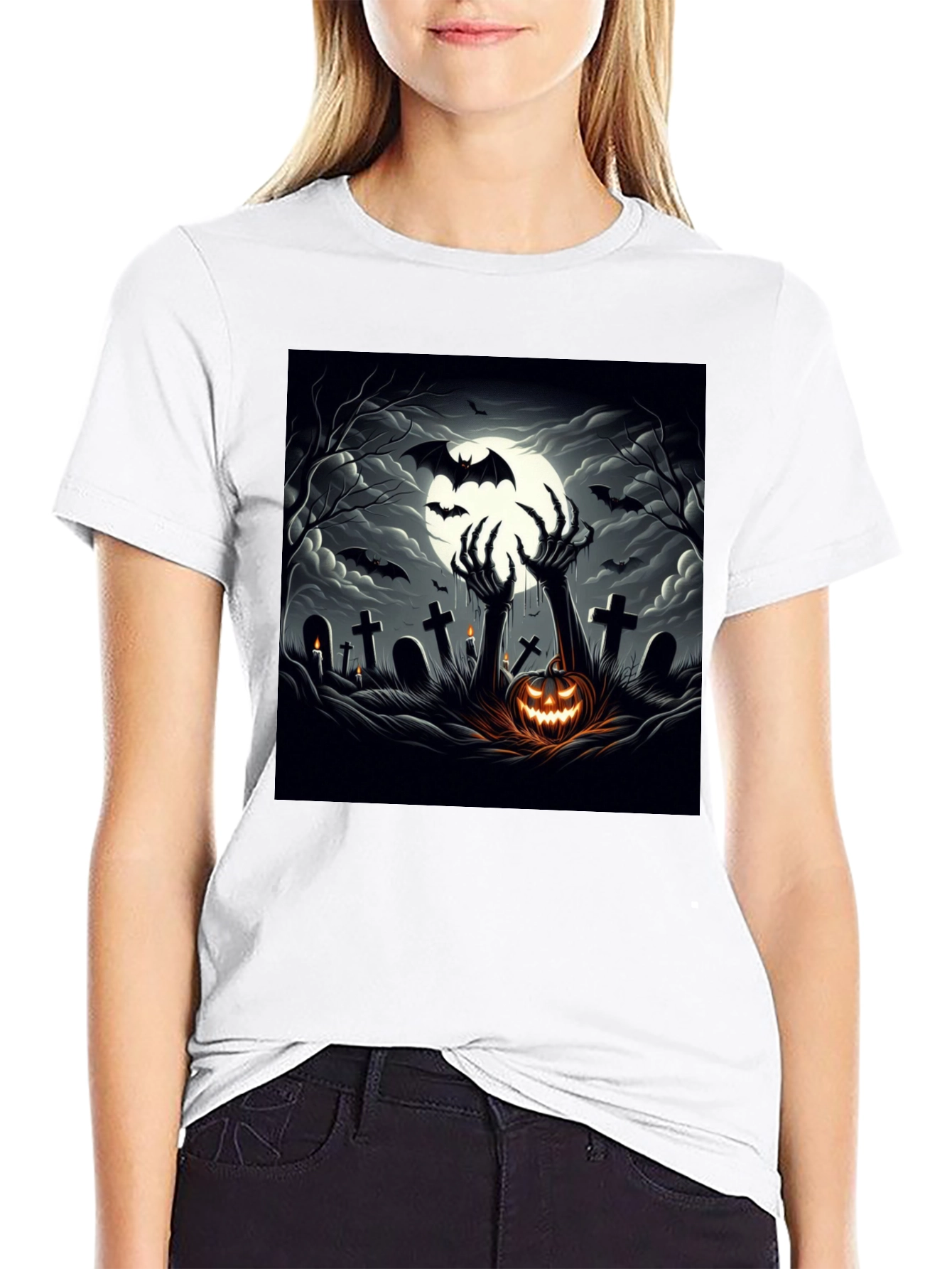 Halloween T-Shirt: Spooky Graveyard Design