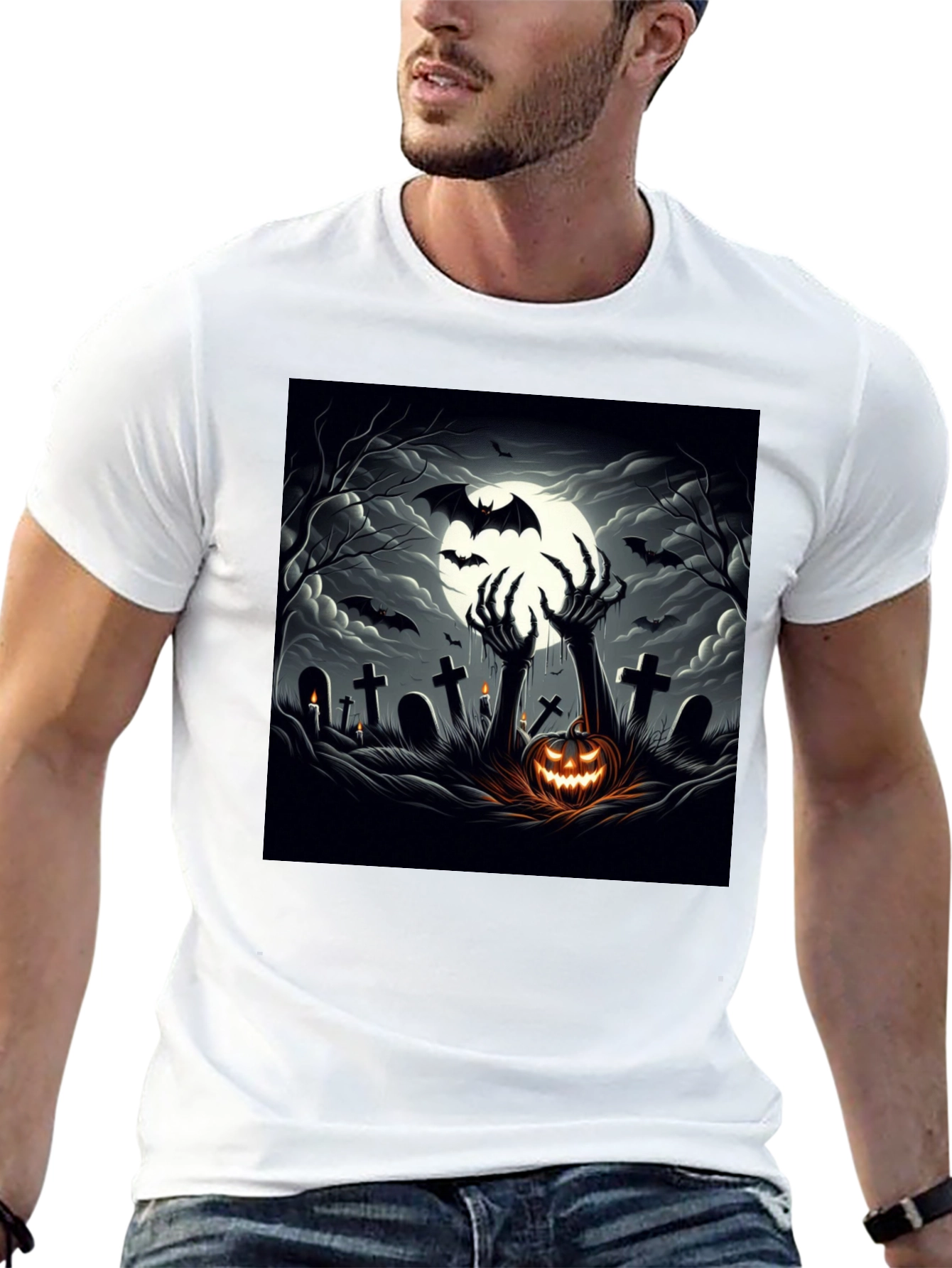 Halloween T-Shirt: Spooky Graveyard Design