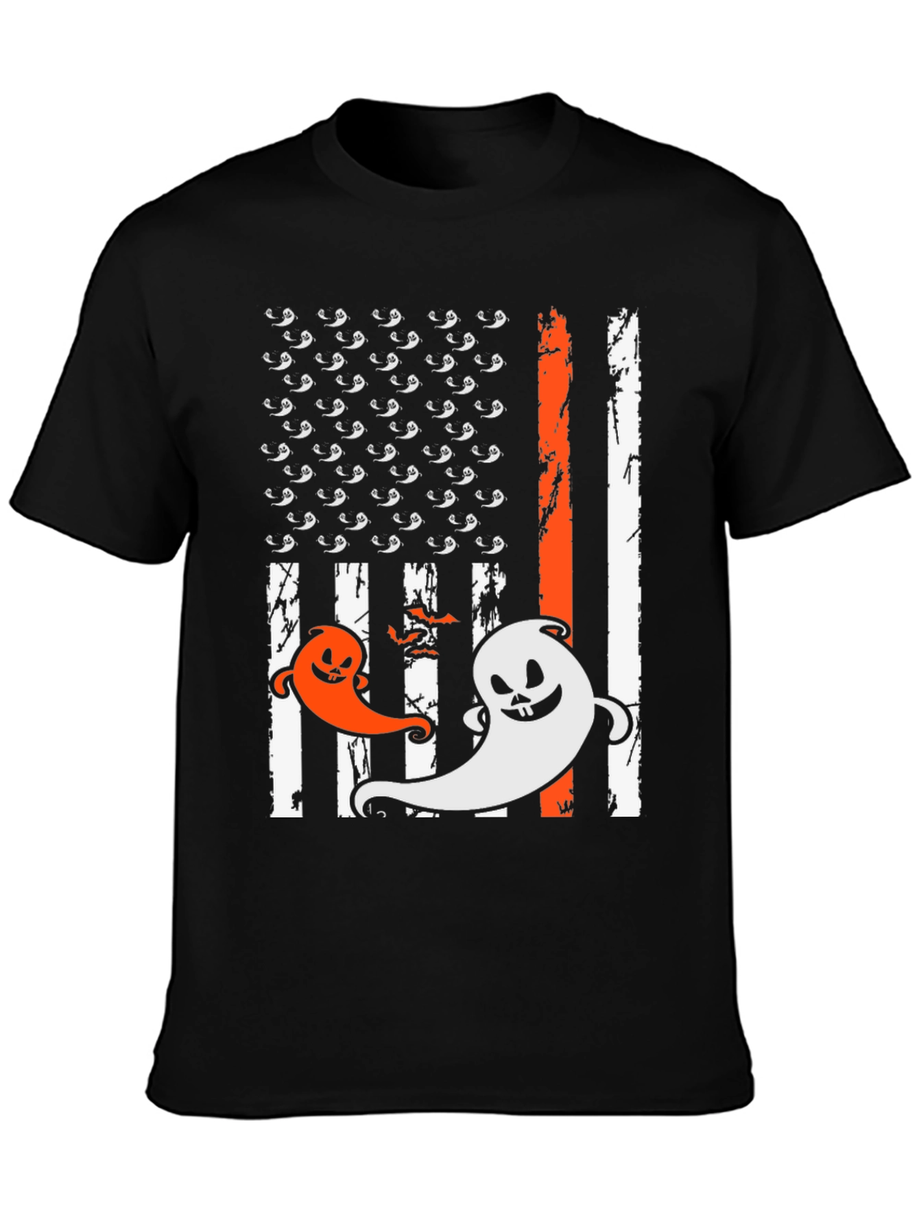 Halloween Ghost USA Flag T-Shirt