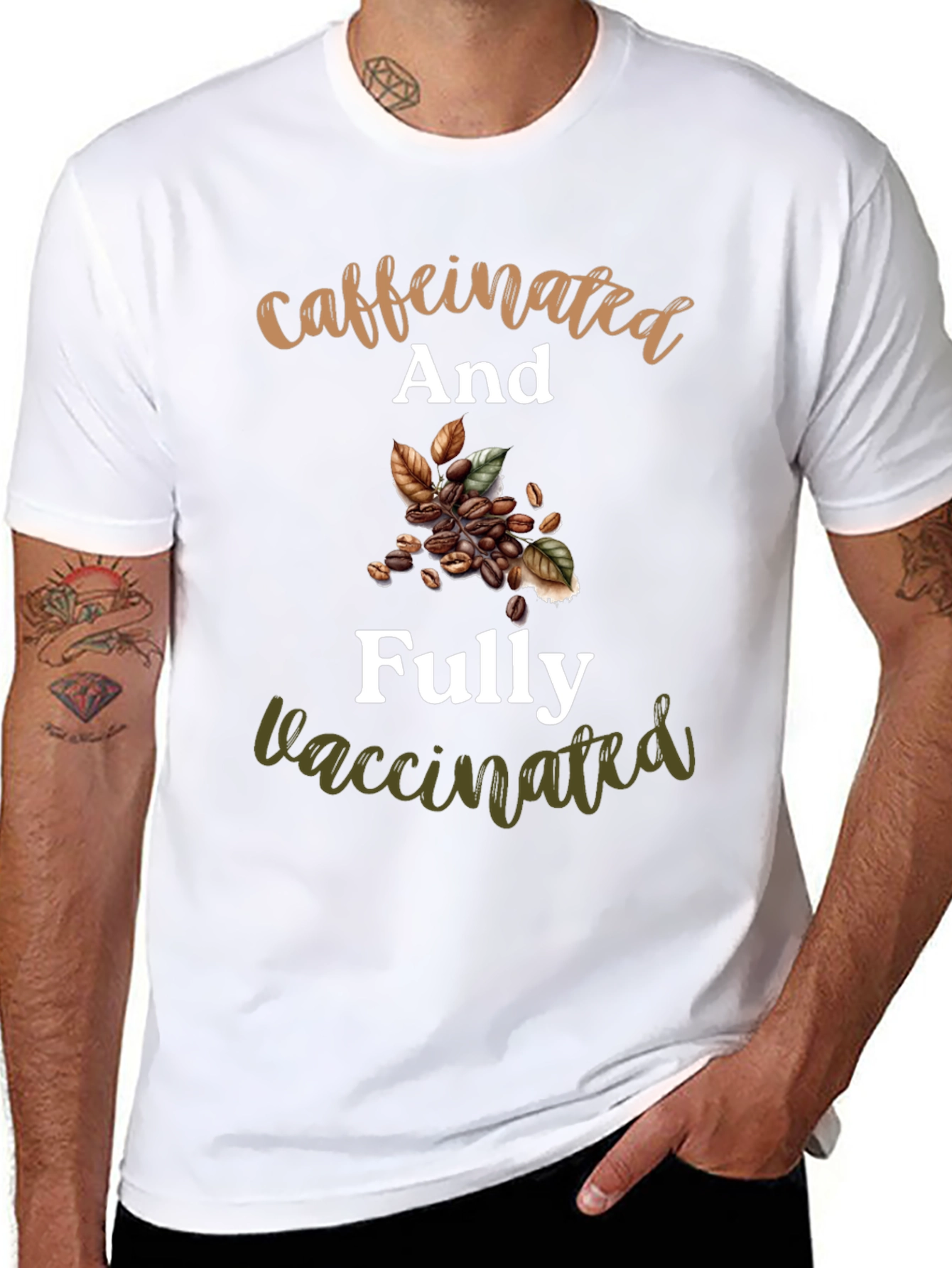 Caffeinated & Fully Vaccinated Novelty T-Shirt