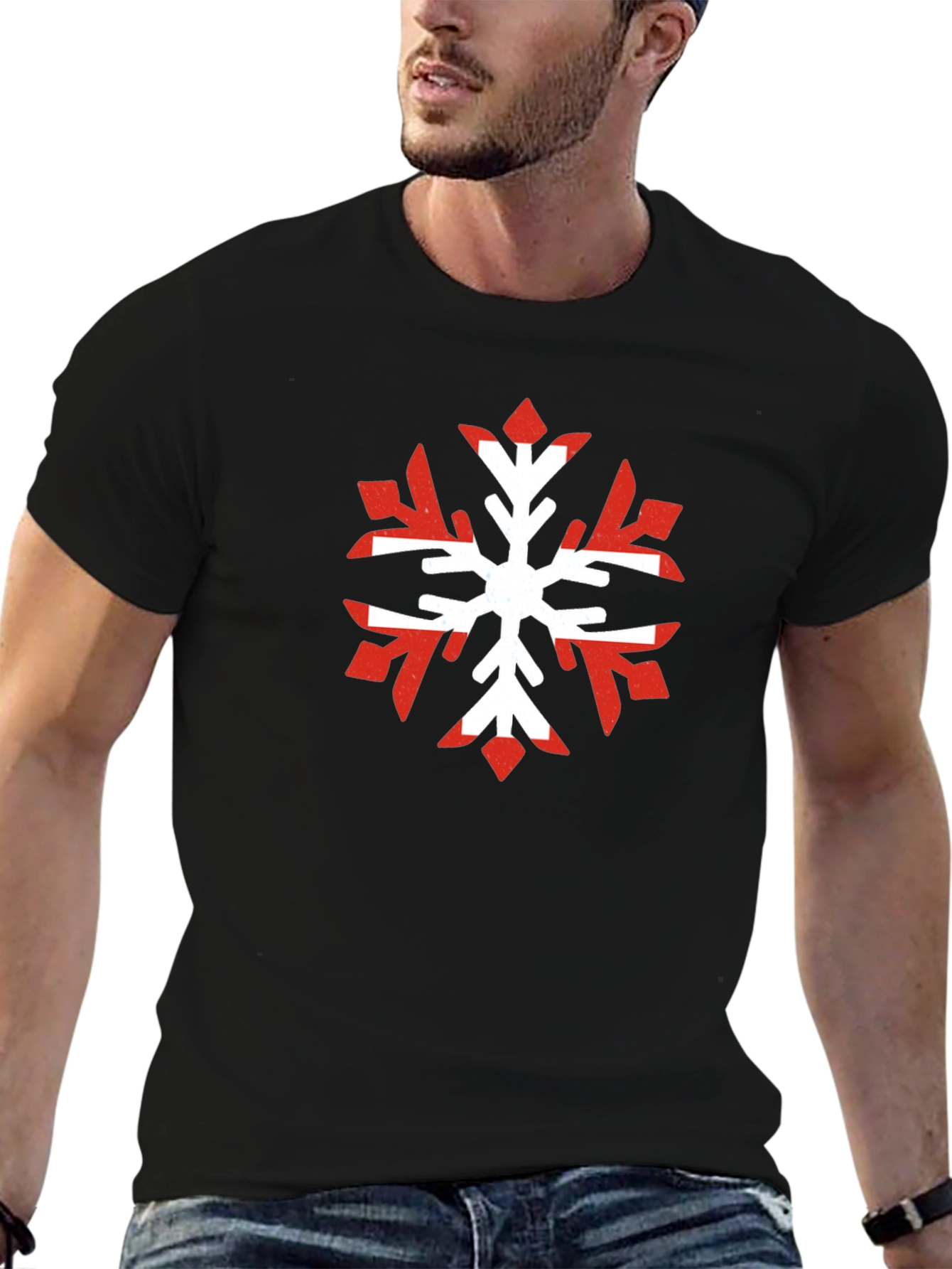 Nordic Snowflake Graphic Tee - Cool Winter Shirt