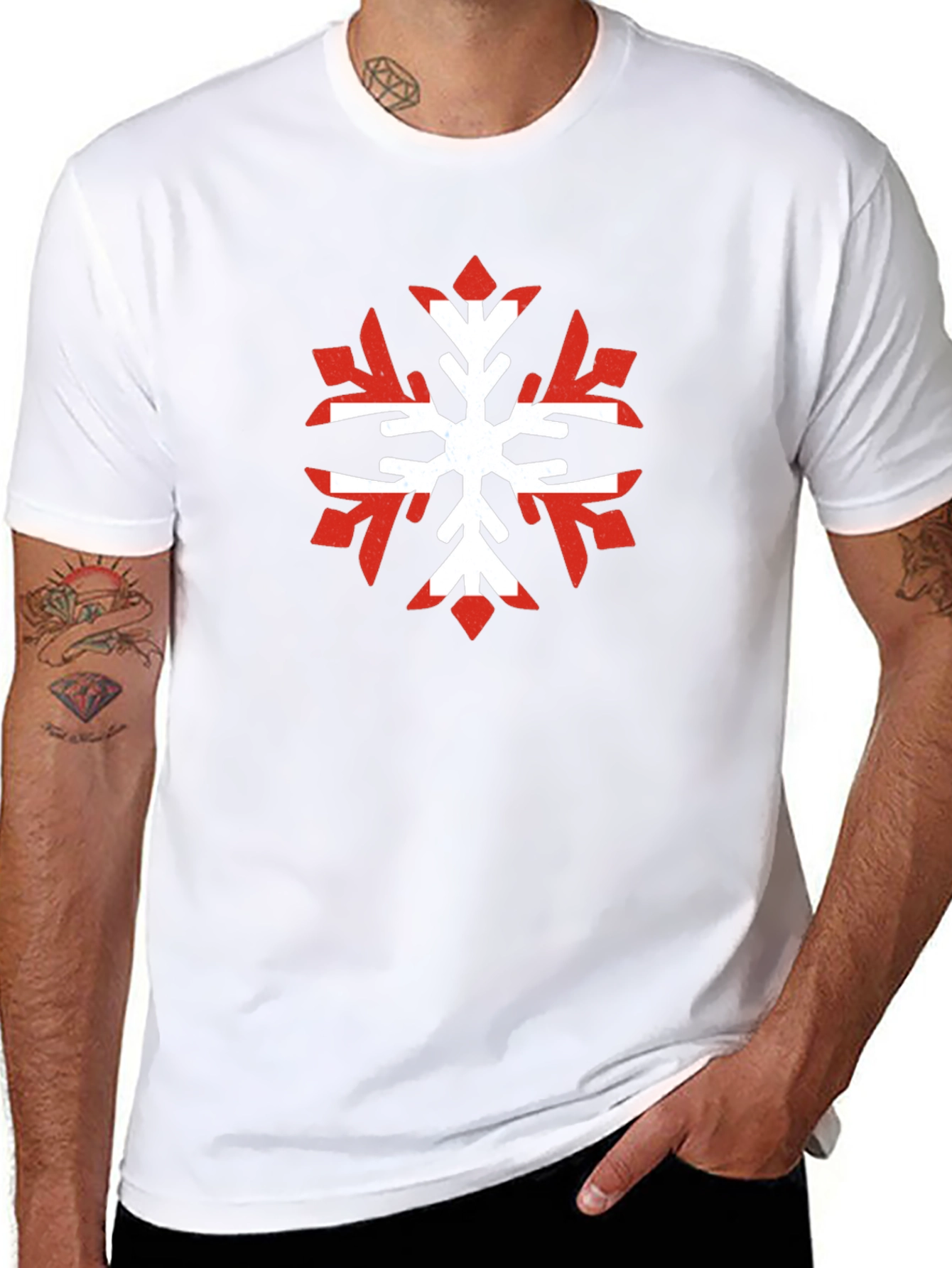 Nordic Snowflake Graphic Tee - Cool Winter Shirt
