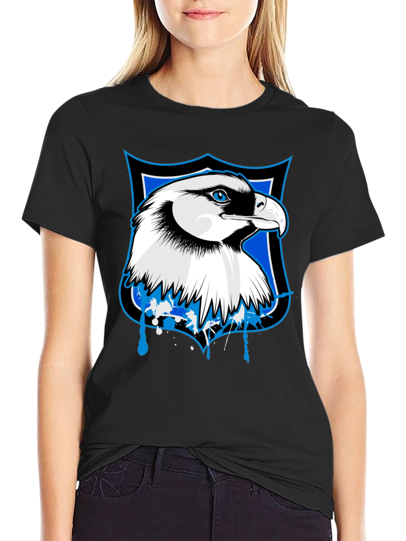 Mens Eagle Shield Graphic Tee - Black