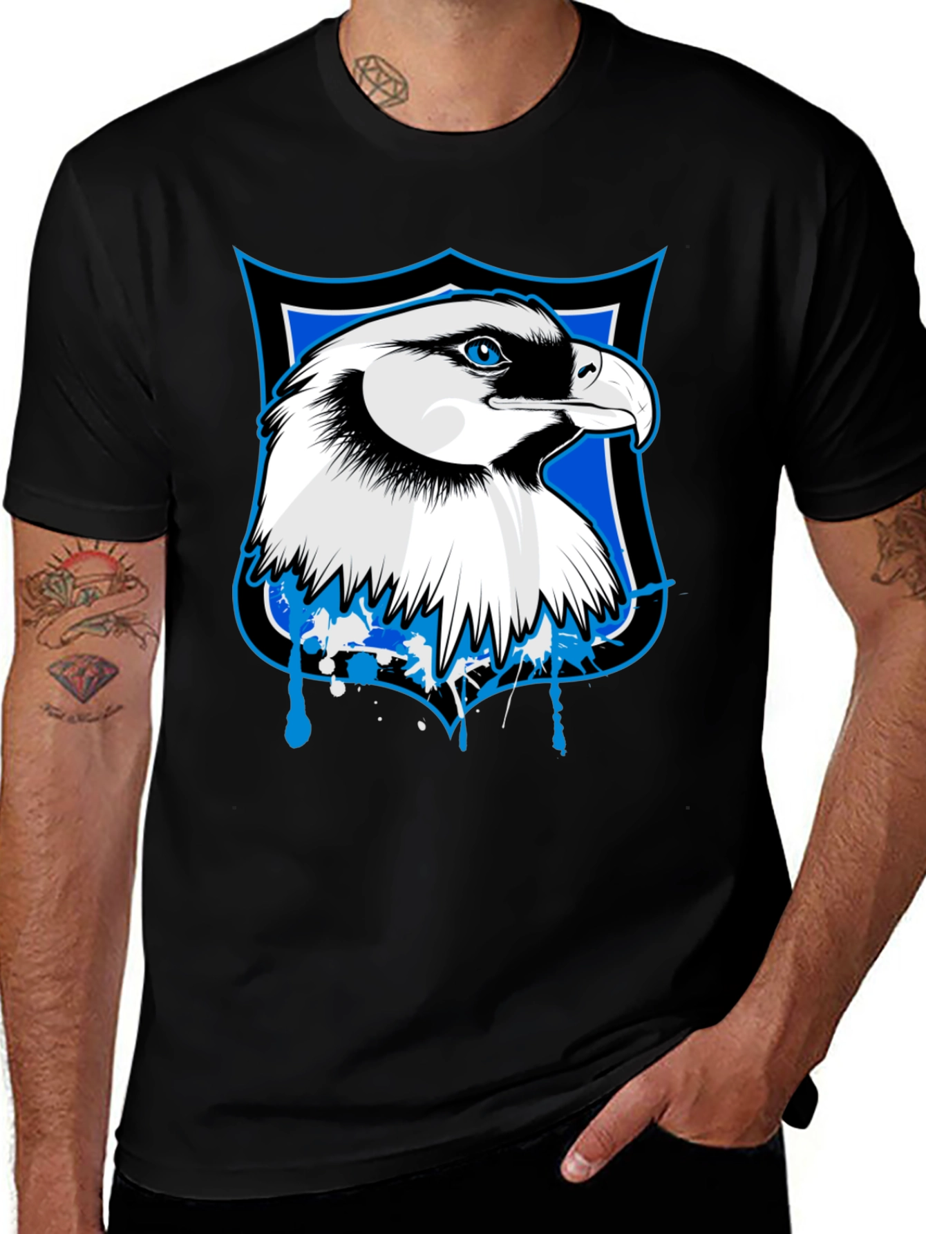 Mens Eagle Shield Graphic Tee - Black