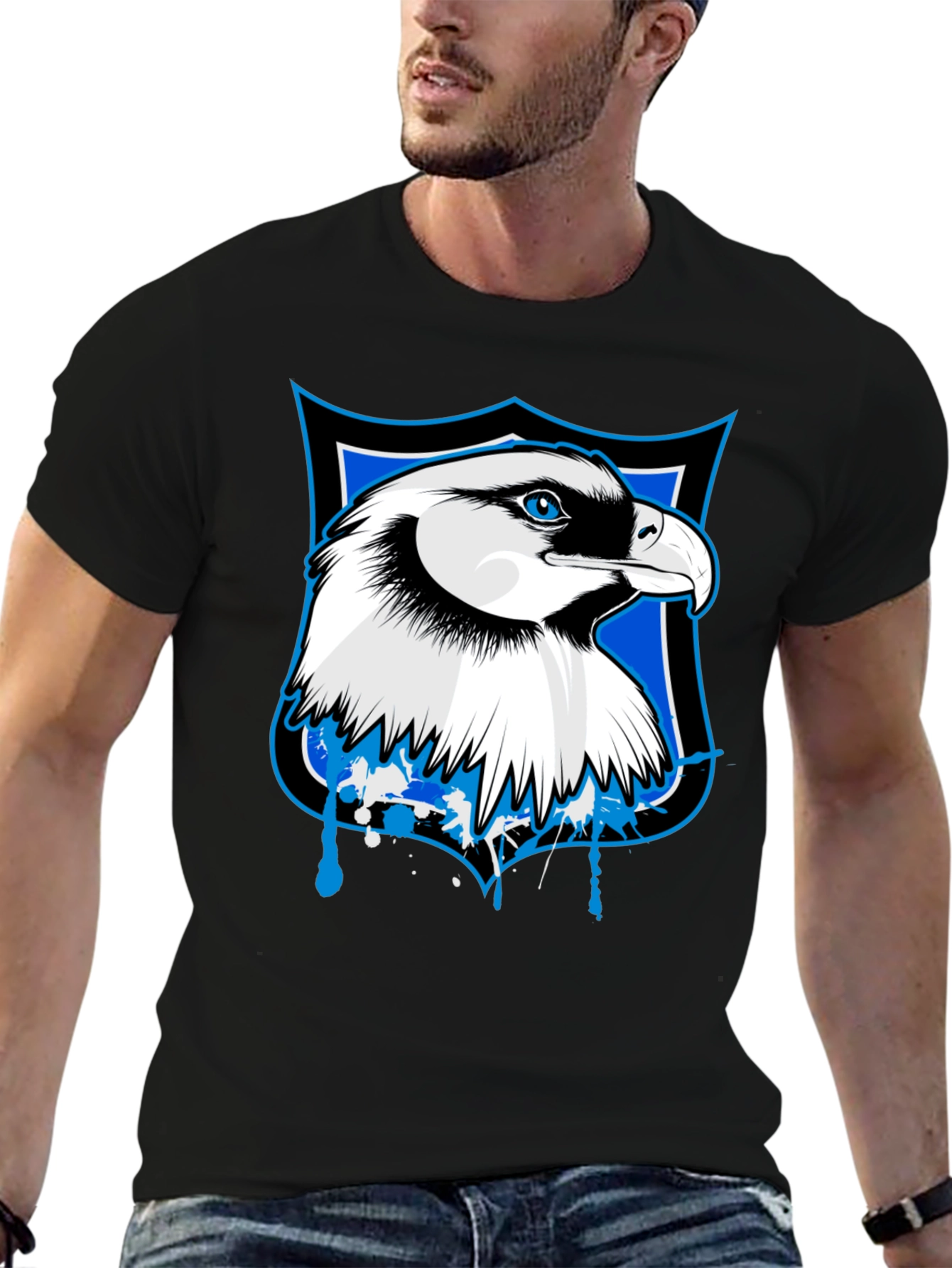 Mens Eagle Shield Graphic Tee - Black