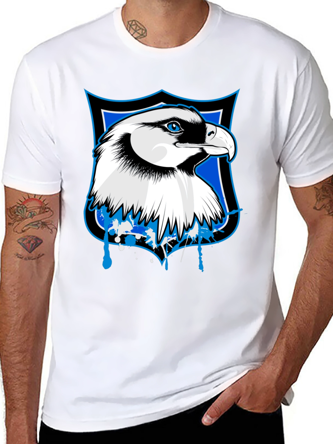 Mens Eagle Shield Graphic Tee - Black