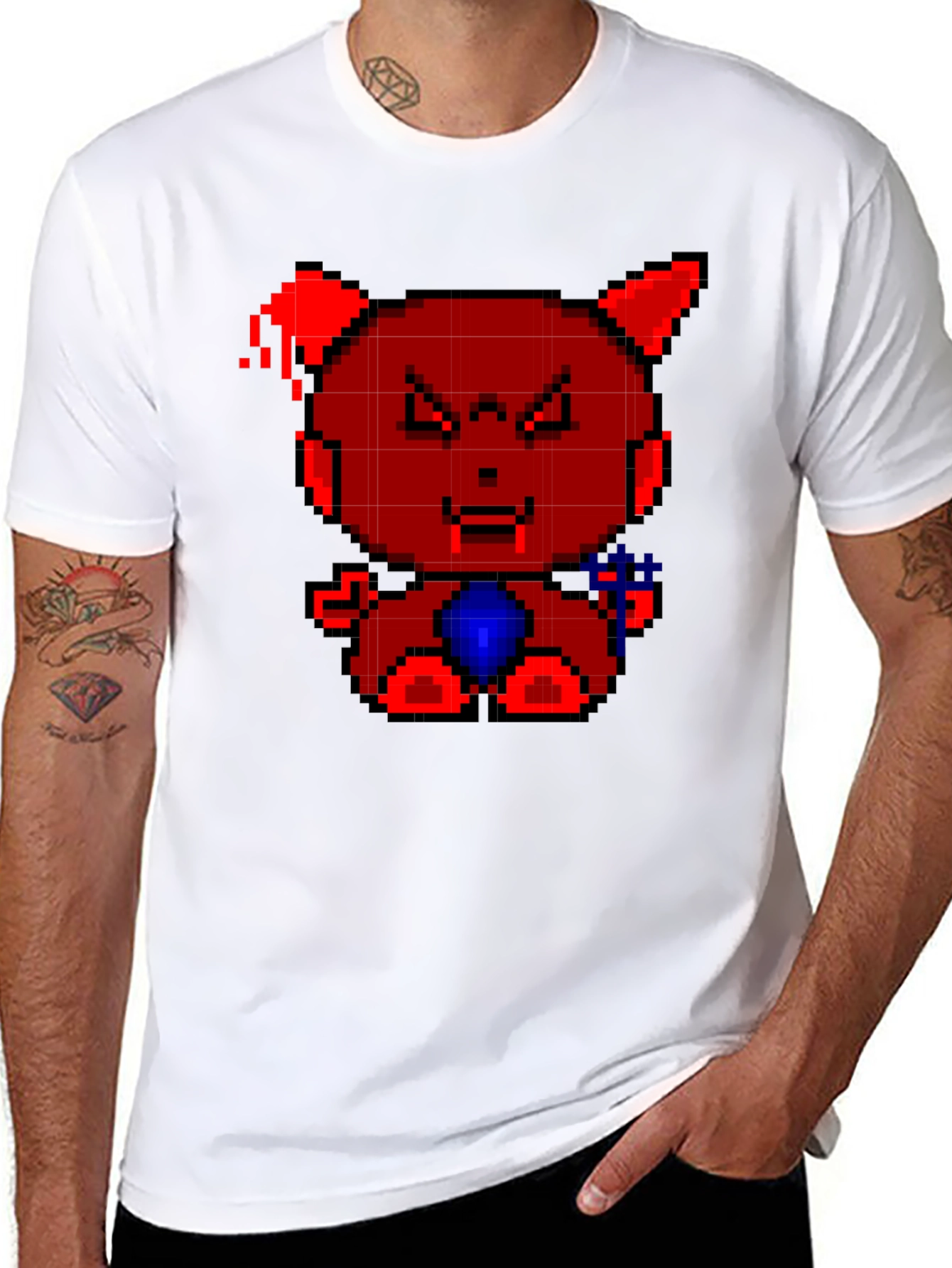 Pixel Devil Bear Graphic Tee
