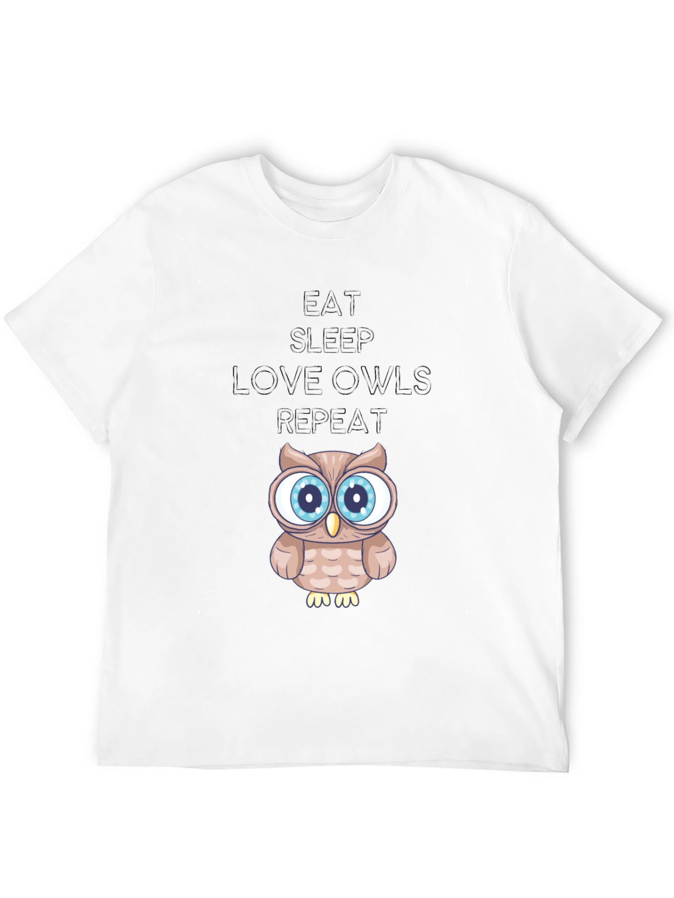 Eat Sleep Love Owls Repeat Black Graphic Tee