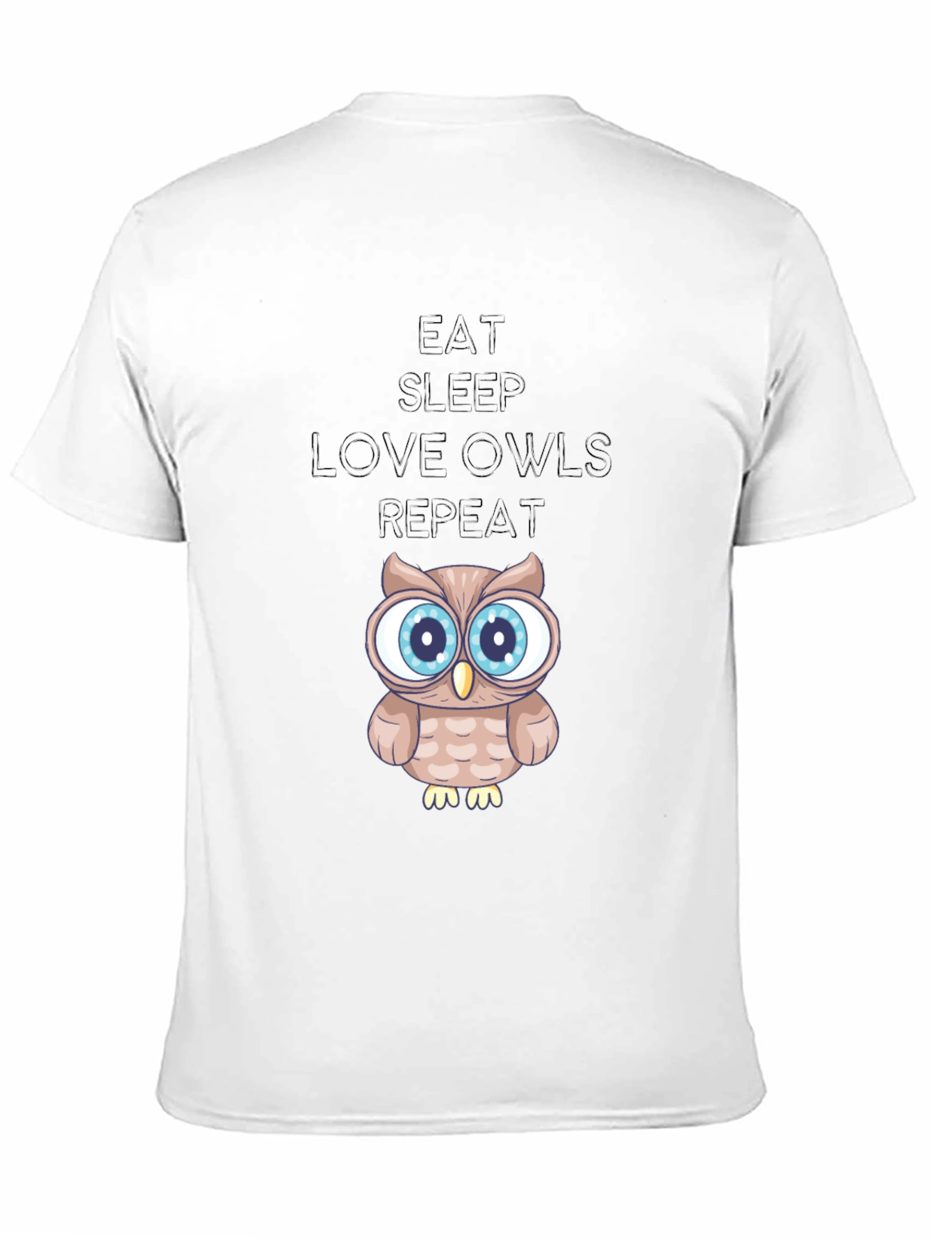 Eat Sleep Love Owls Repeat Black Graphic Tee