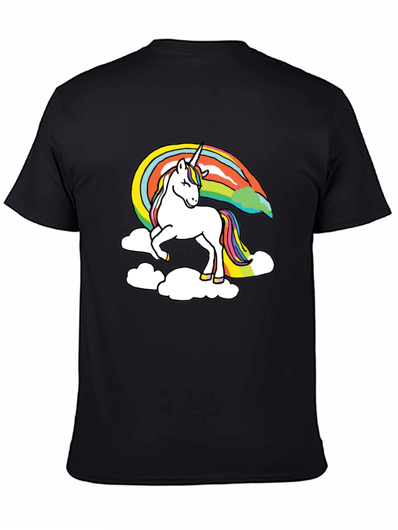 Unicorn Rainbow Graphic Black T-Shirt