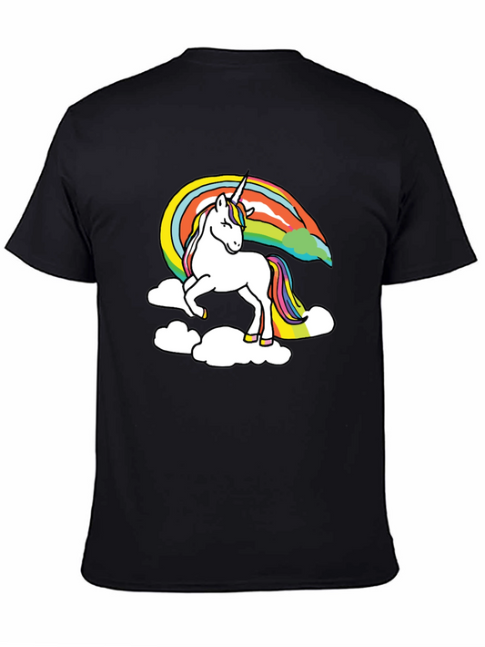 Unicorn Rainbow Graphic Black T-Shirt
