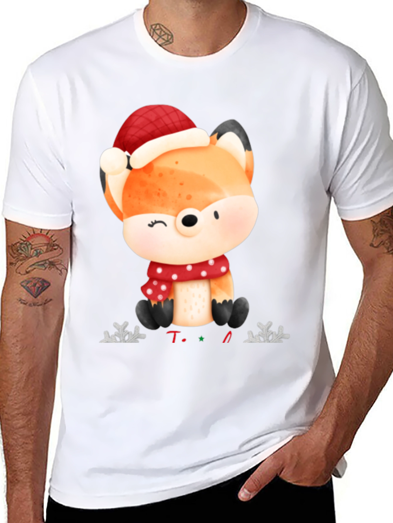 Festive Fox Graphic Tee - Holiday Edition