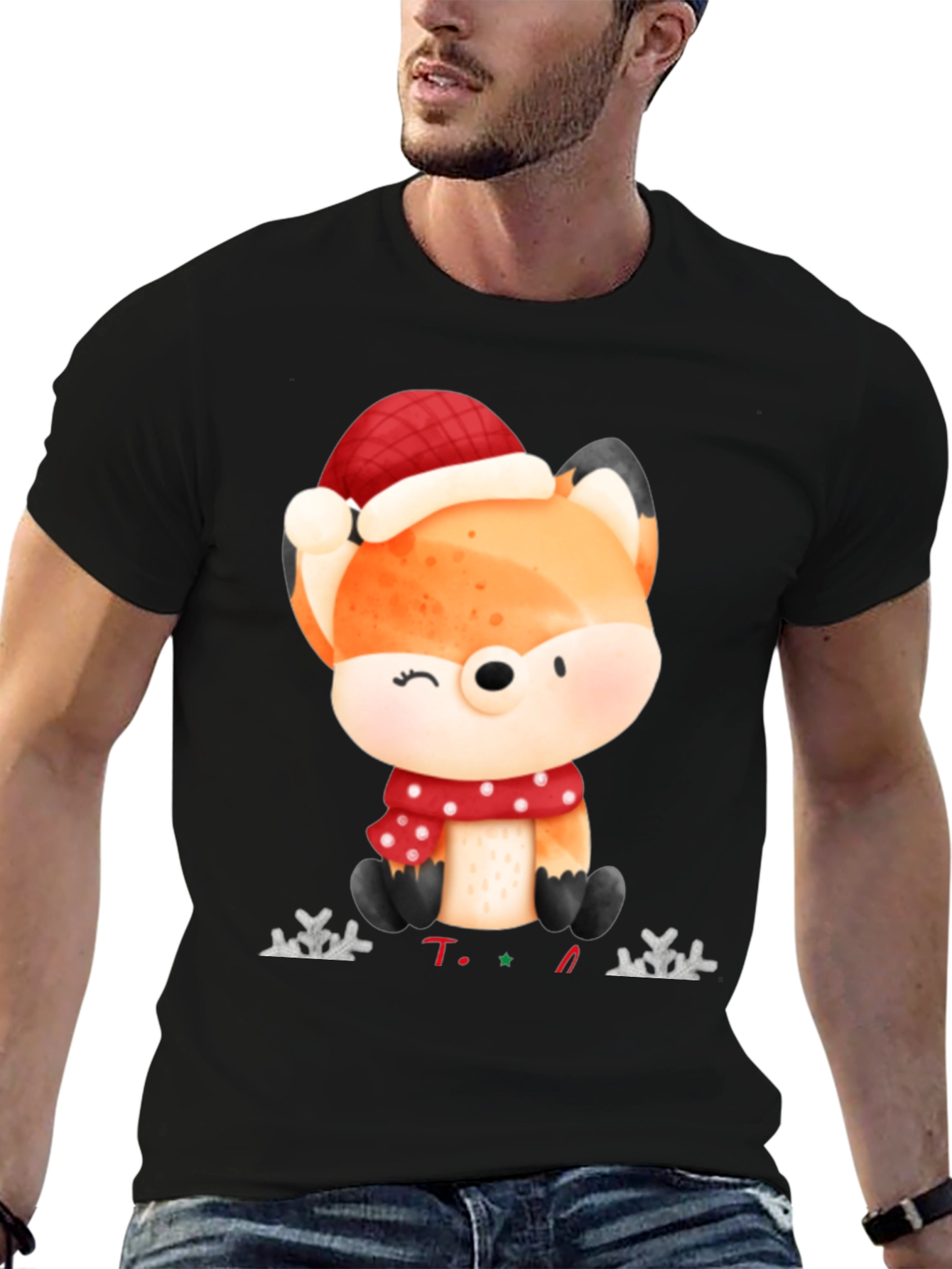 Festive Fox Graphic Tee - Holiday Edition