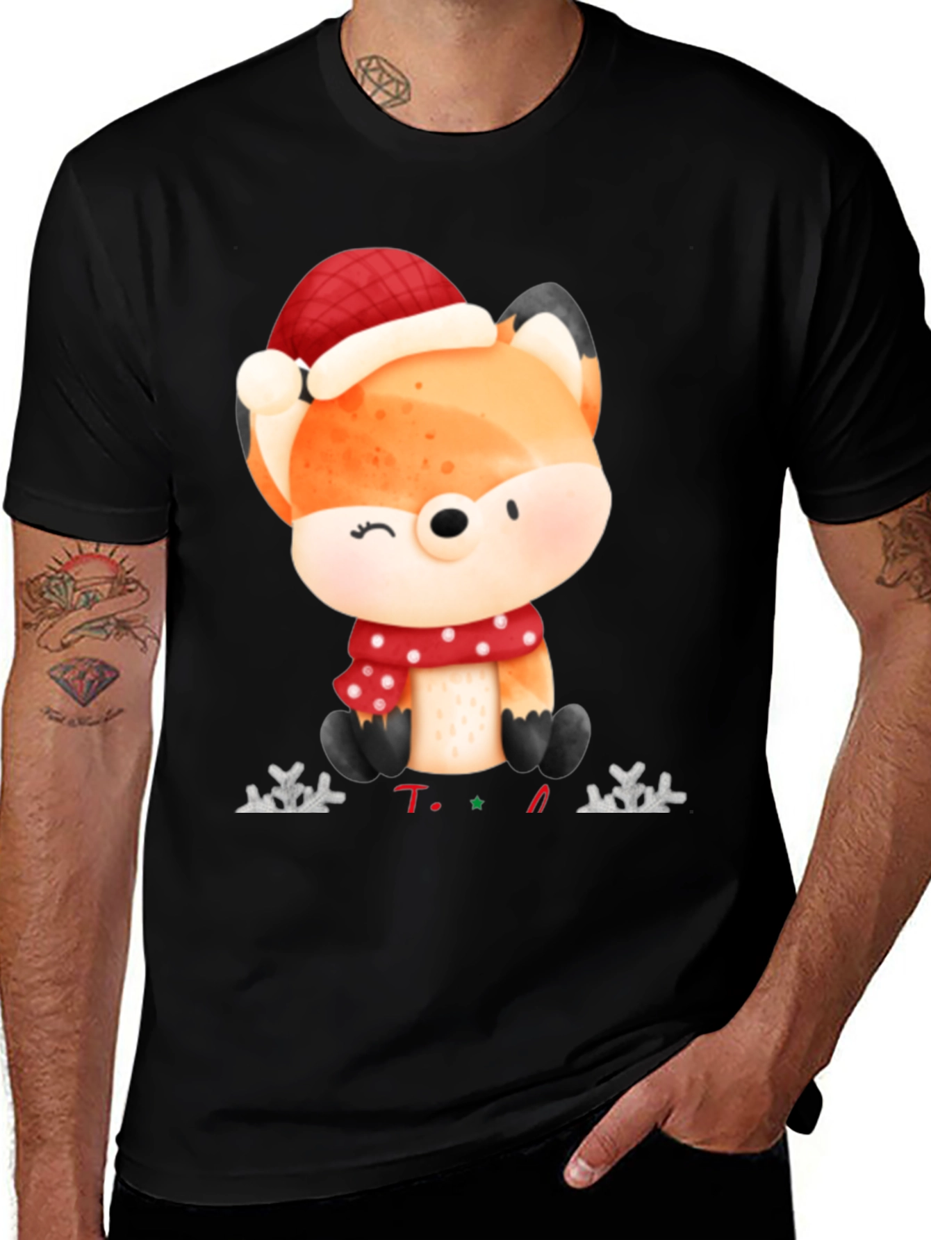 Festive Fox Graphic Tee - Holiday Edition