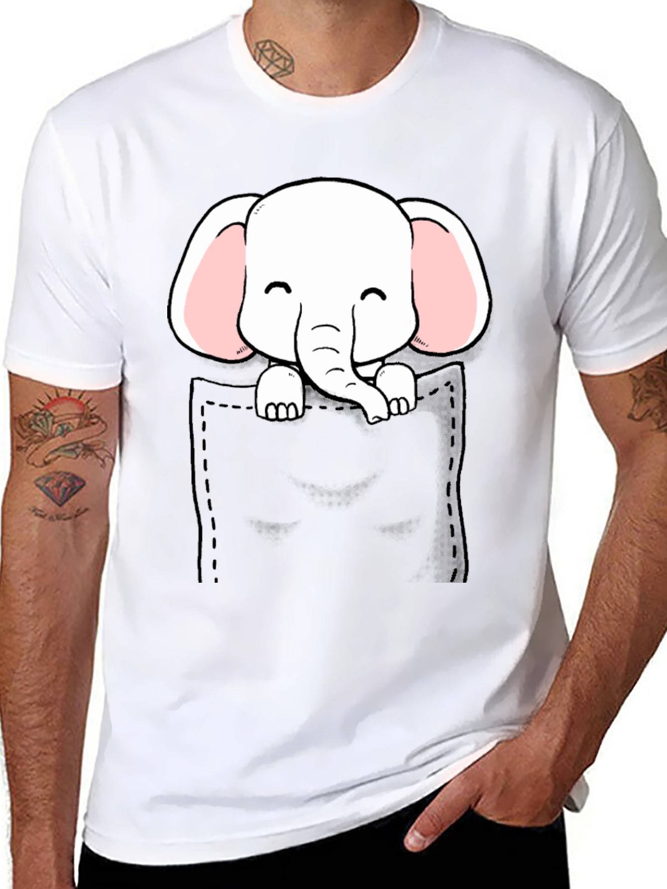Cute Elephant Pocket T-Shirt