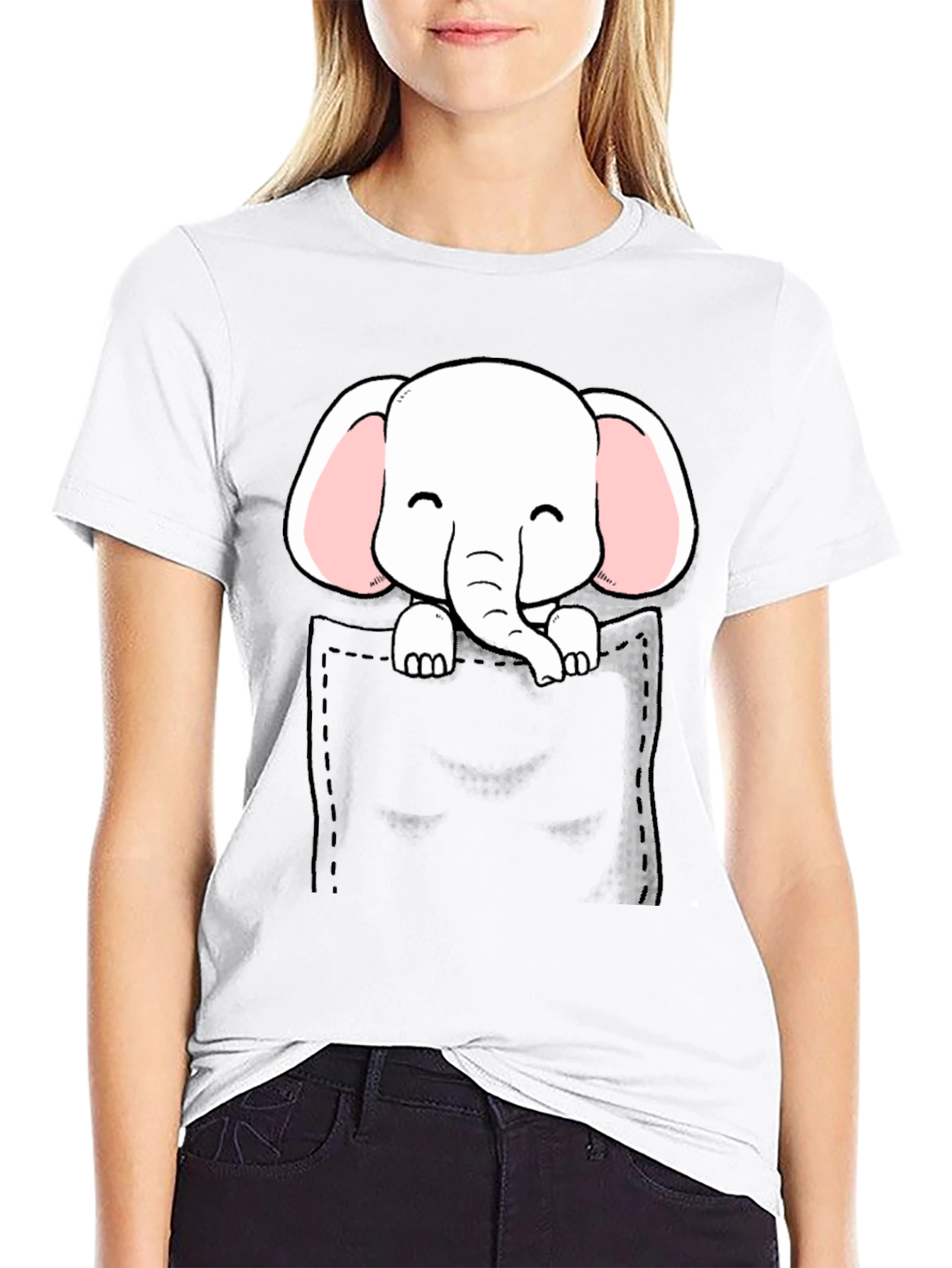Cute Elephant Pocket T-Shirt