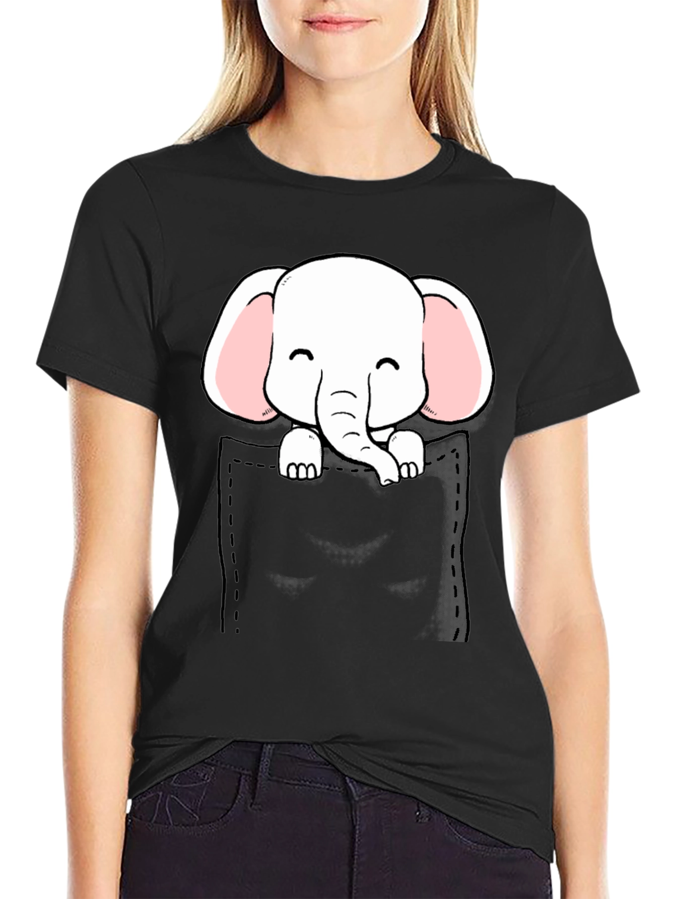 Cute Elephant Pocket T-Shirt