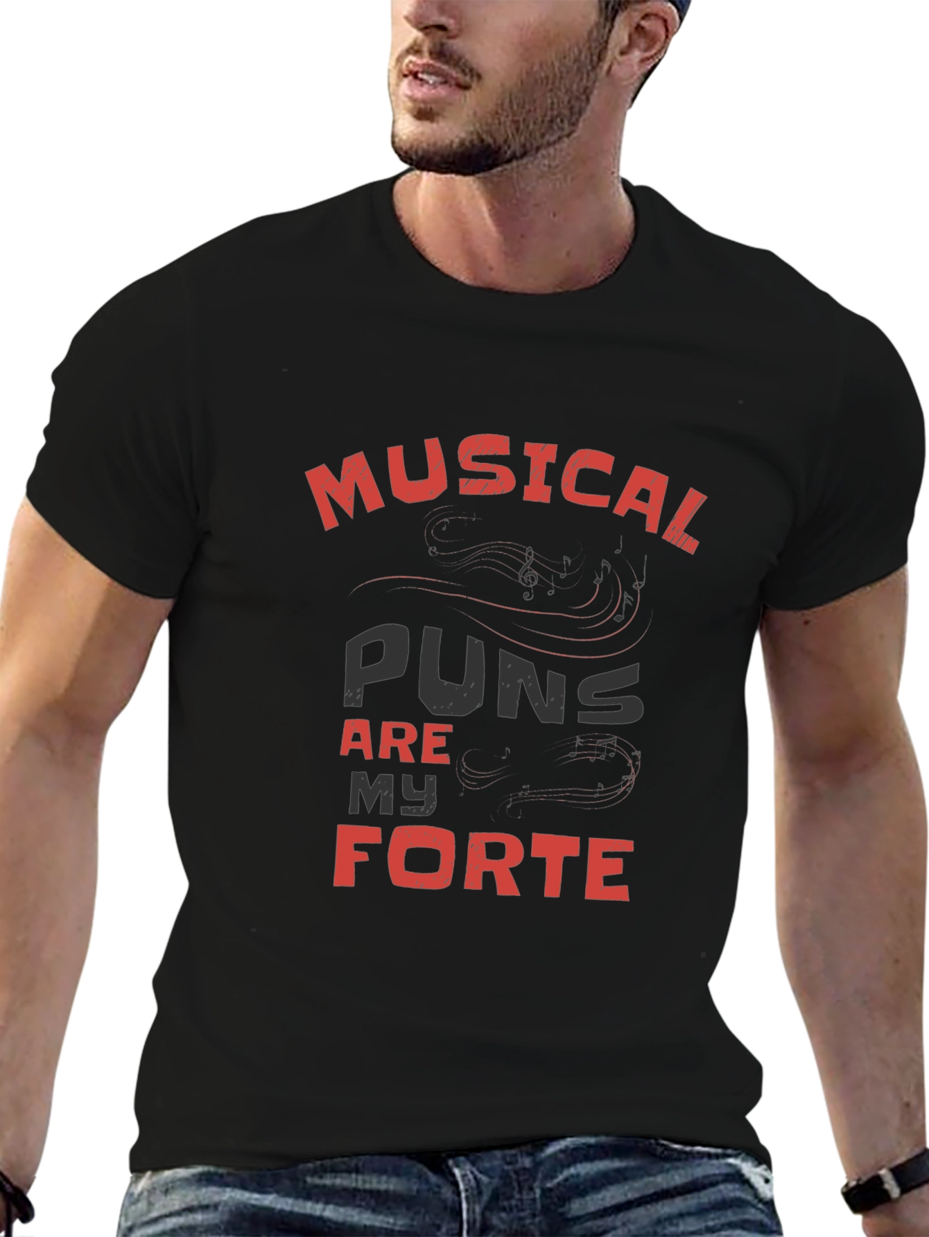 Musical Puns Are My Forte Black T-Shirt
