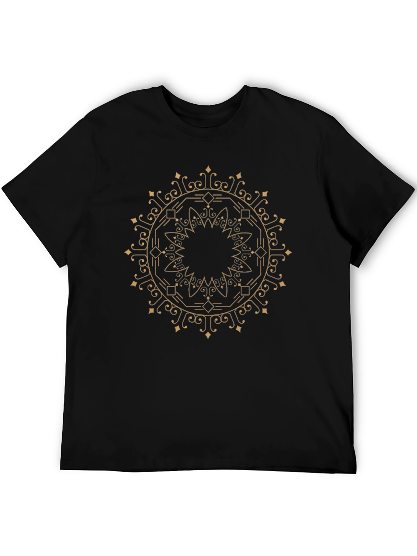 Stylish Black Tee with Geometric Mandala Design