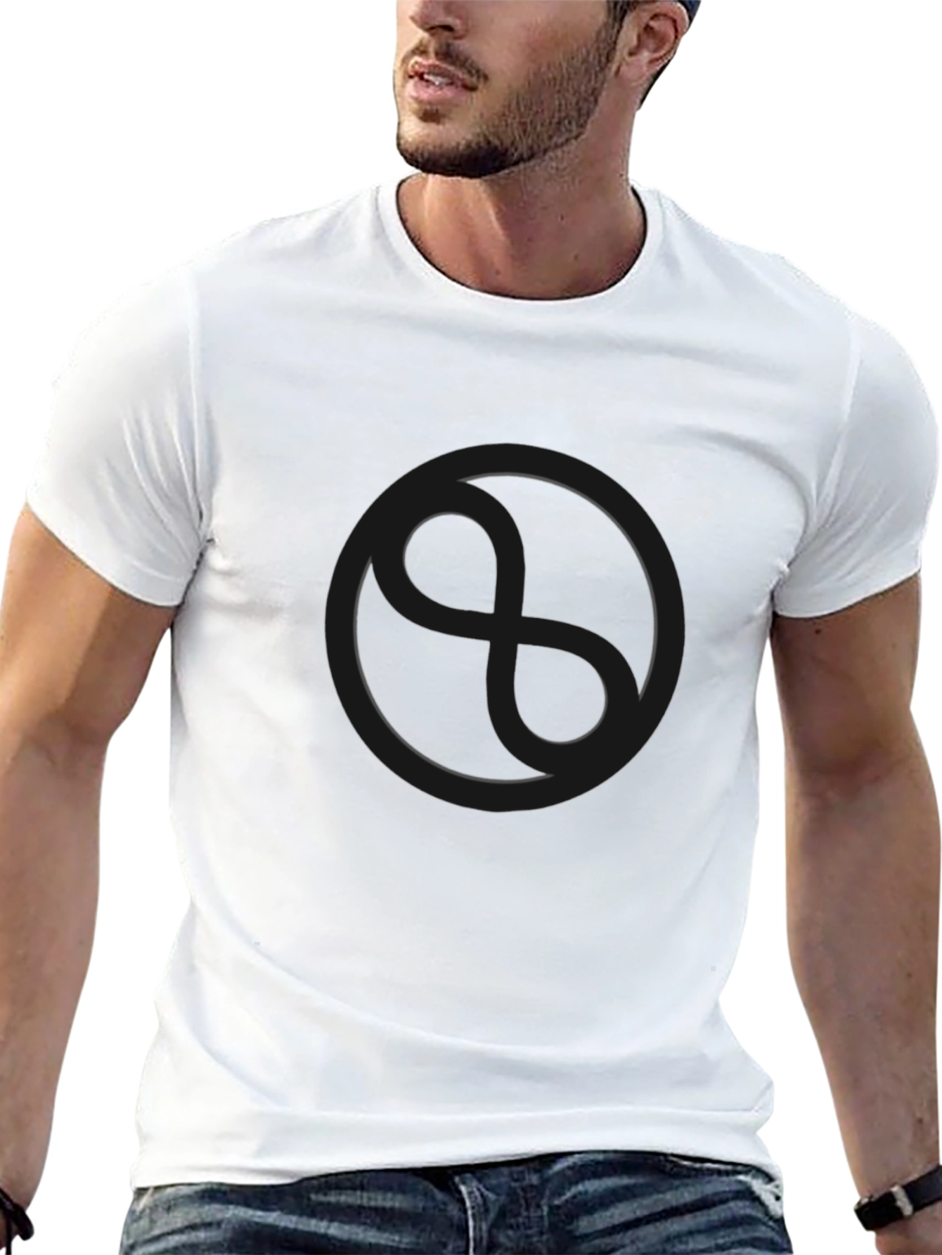 Modern Black Graphic Tee - Circle Design