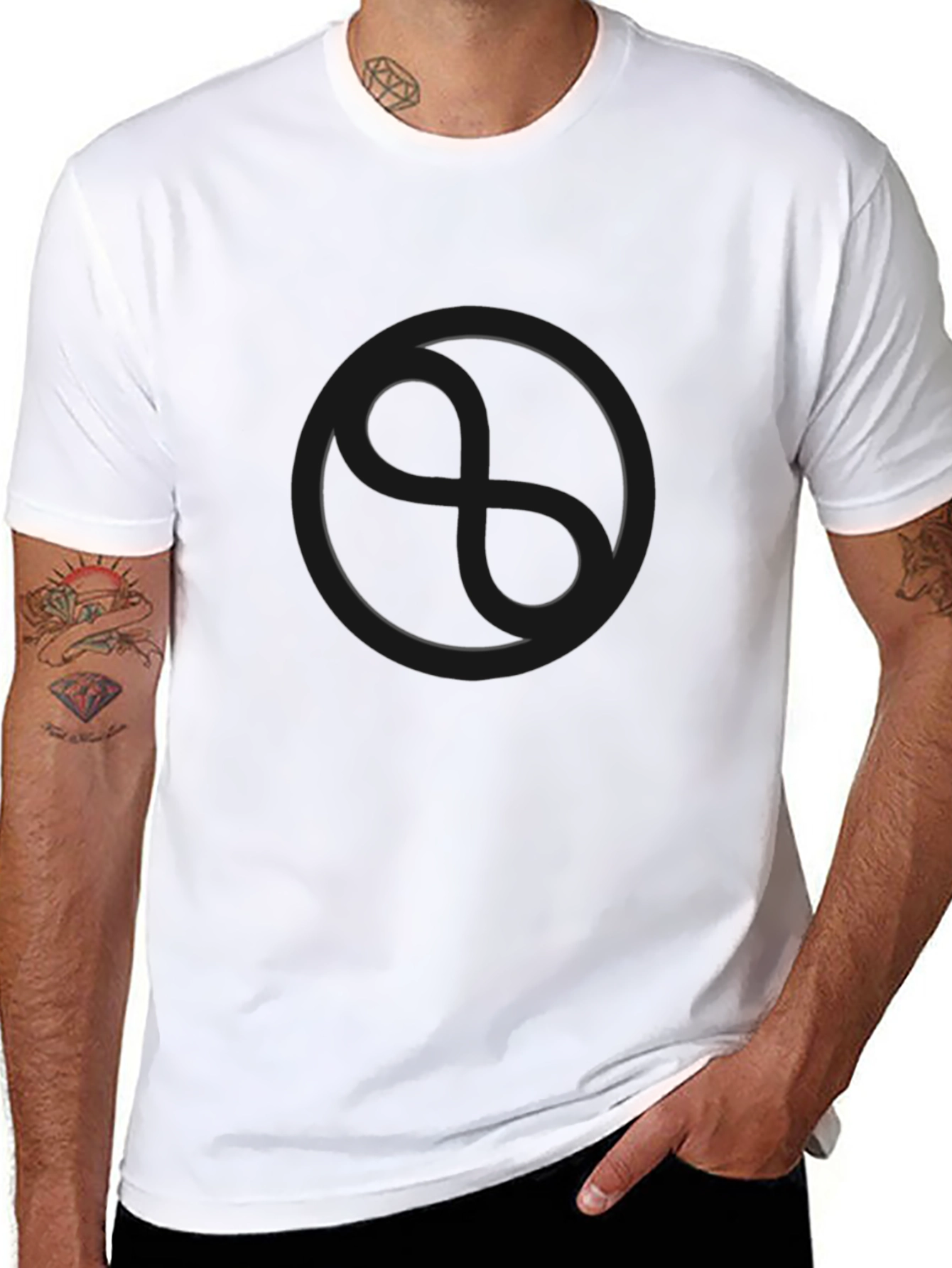 Modern Black Graphic Tee - Circle Design