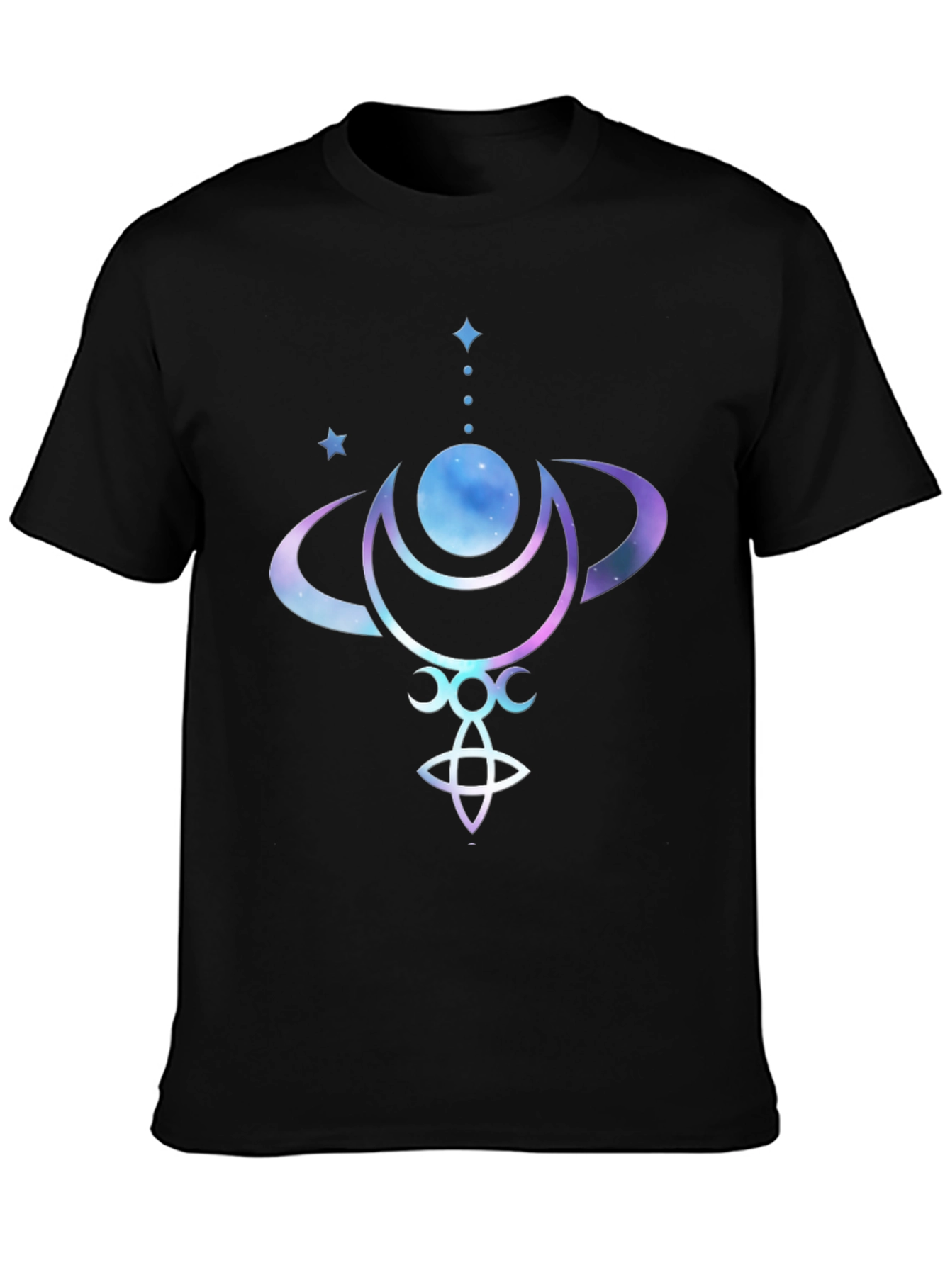 Celestial Moon Phases Graphic Tee - Black