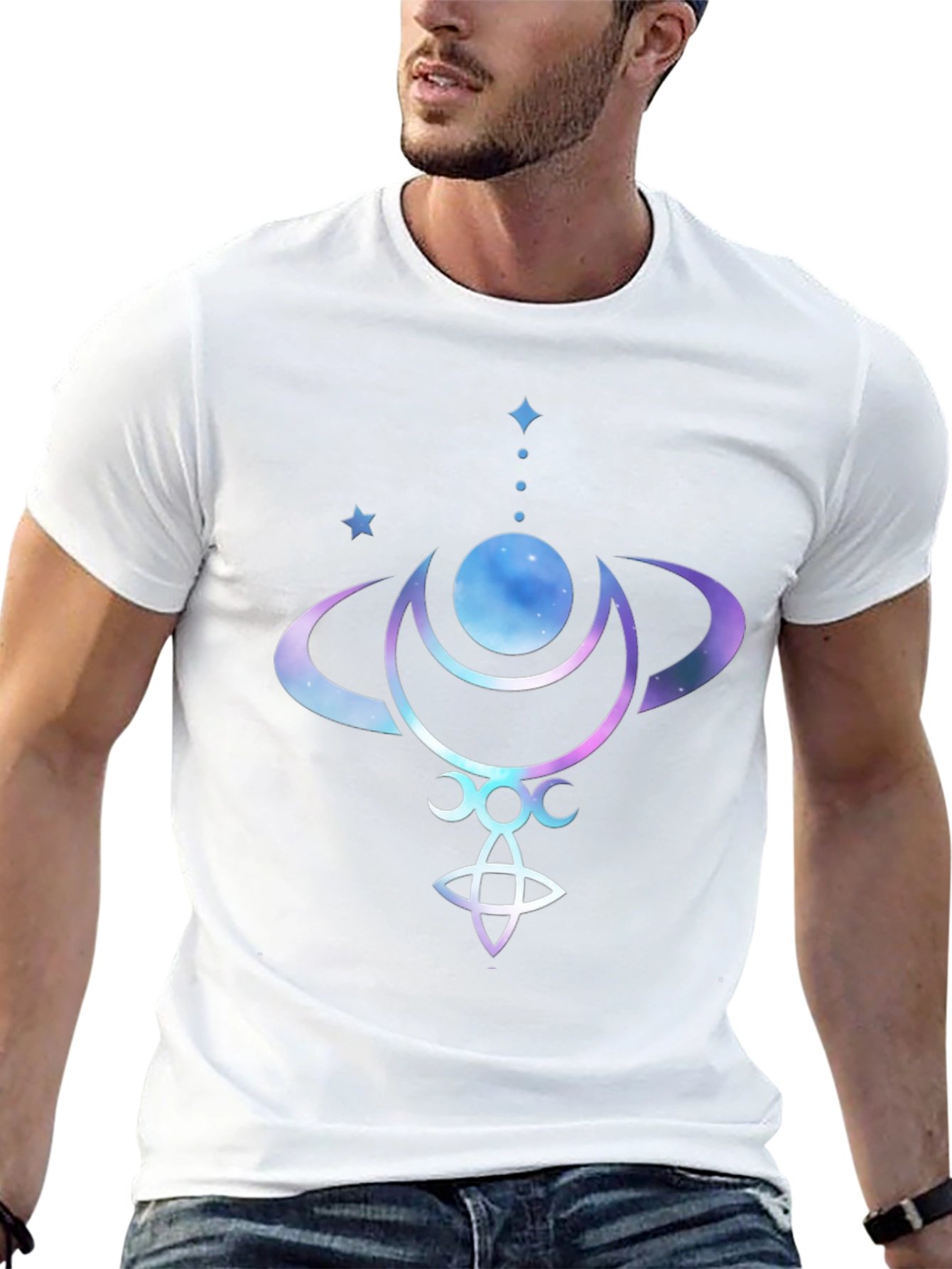 Celestial Moon Phases Graphic Tee - Black