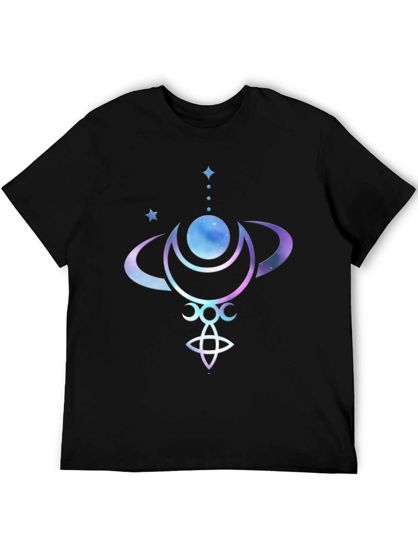 Celestial Moon Phases Graphic Tee - Black