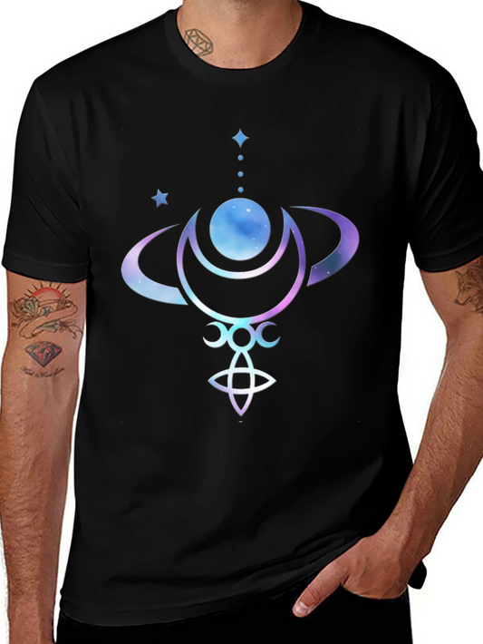 Celestial Moon Phases Graphic Tee - Black