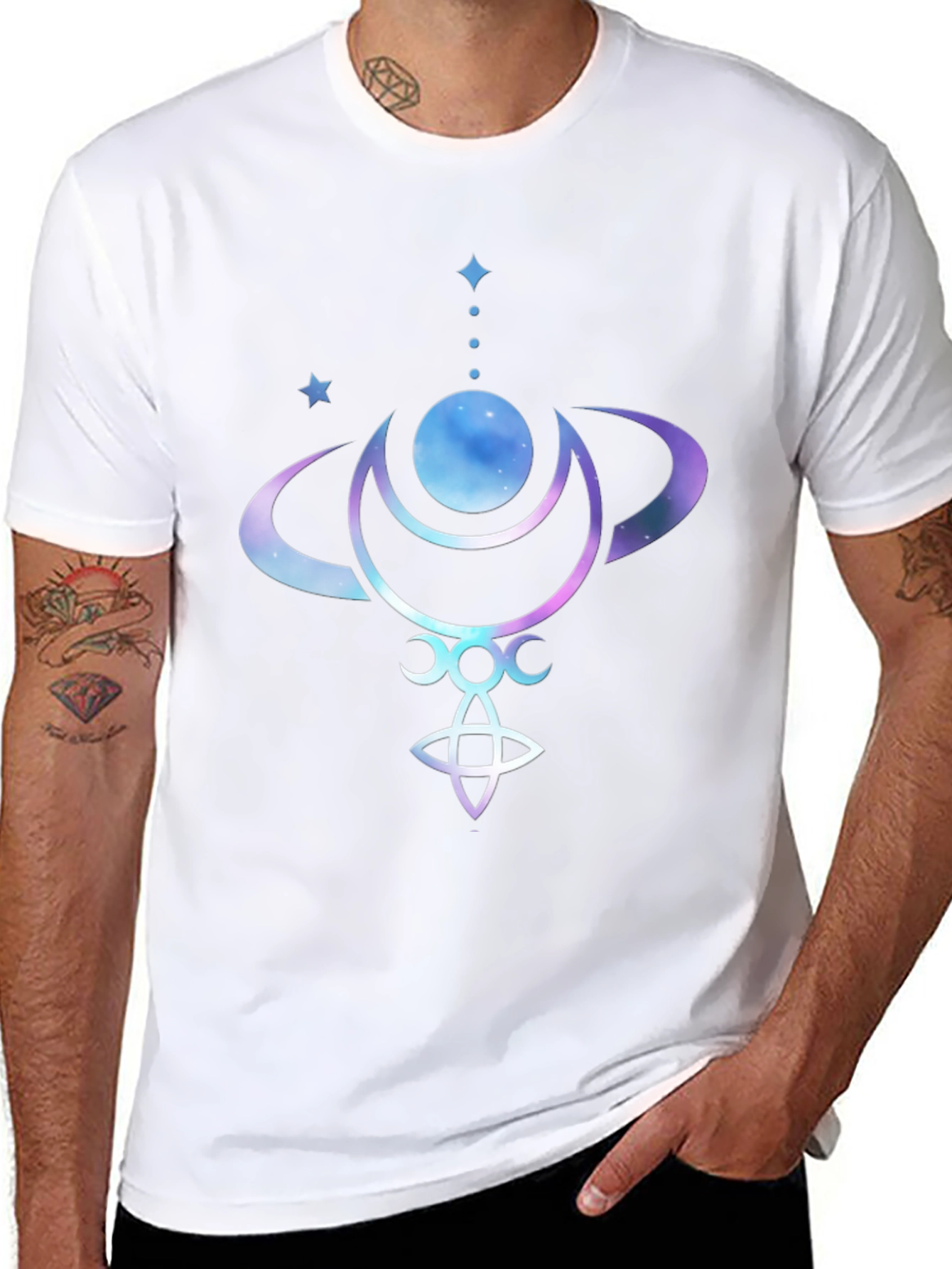 Celestial Moon Phases Graphic Tee - Black