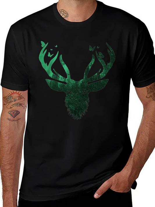 Nature Deer Graphic T-Shirt - Forest Stag Design