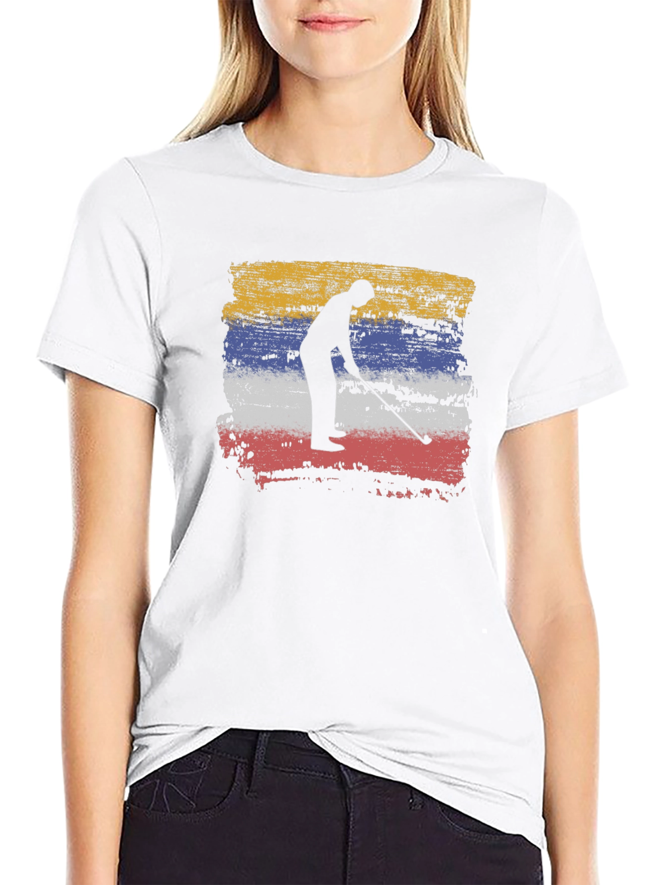 Golfer Silhouette Tee - Colombia Flag Style