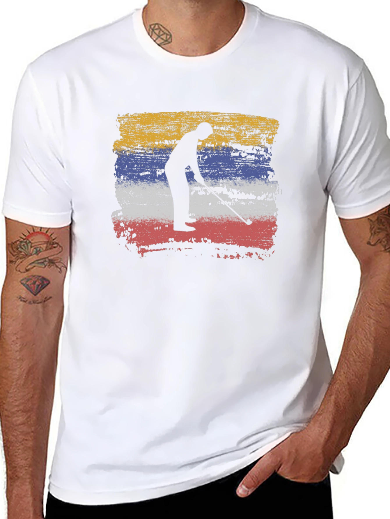 Golfer Silhouette Tee - Colombia Flag Style