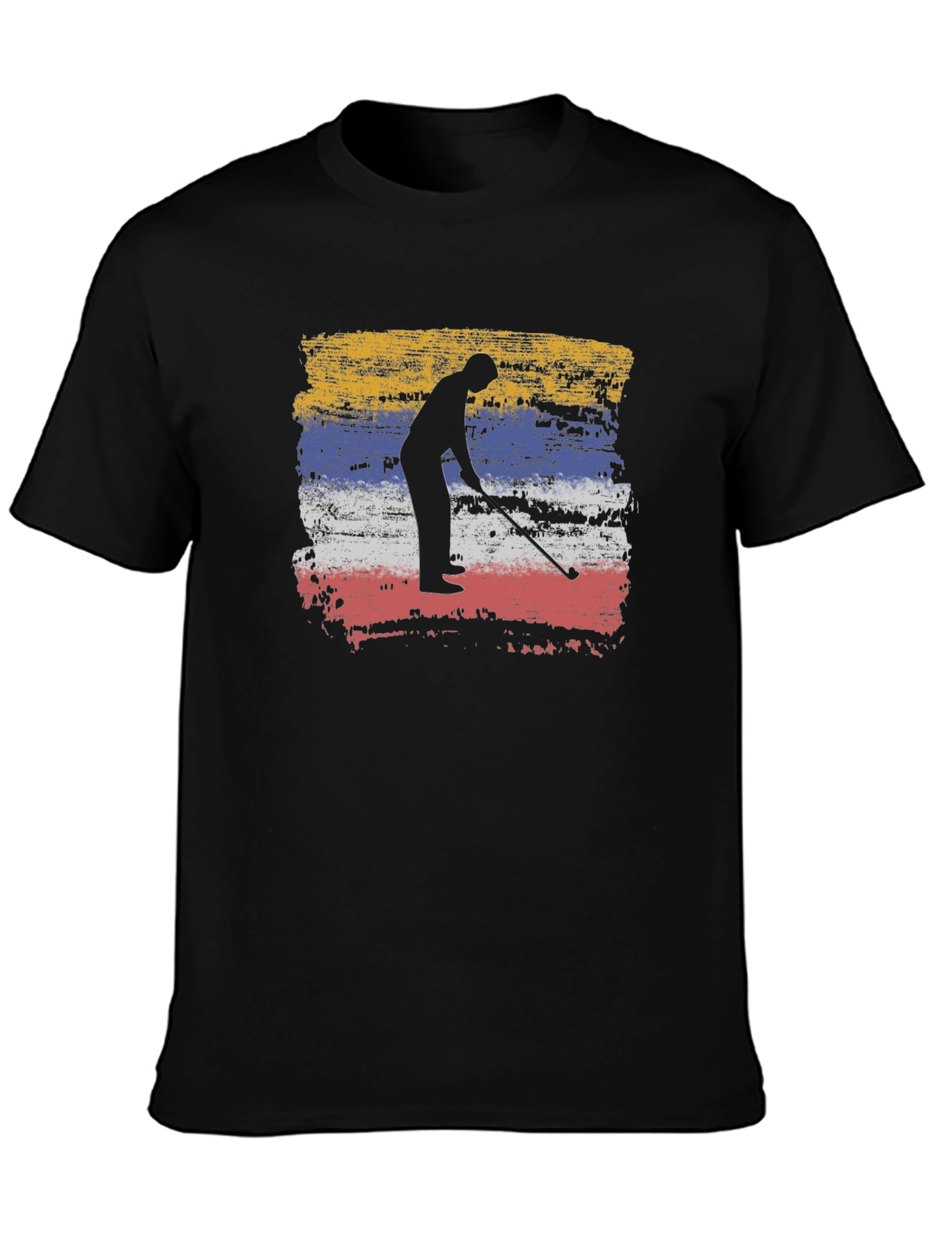 Golfer Silhouette Tee - Colombia Flag Style
