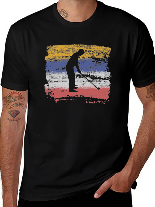 Golfer Silhouette Tee - Colombia Flag Style