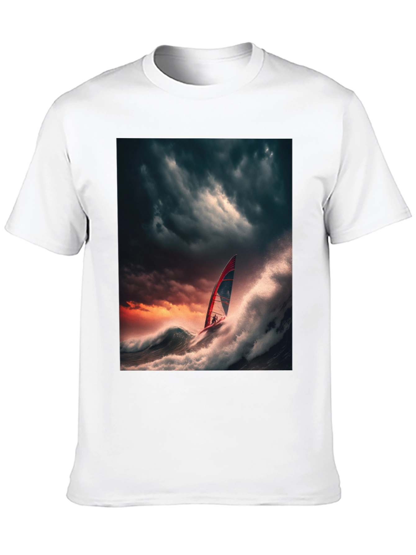 Stormy Seas Windsurfer Black T-Shirt