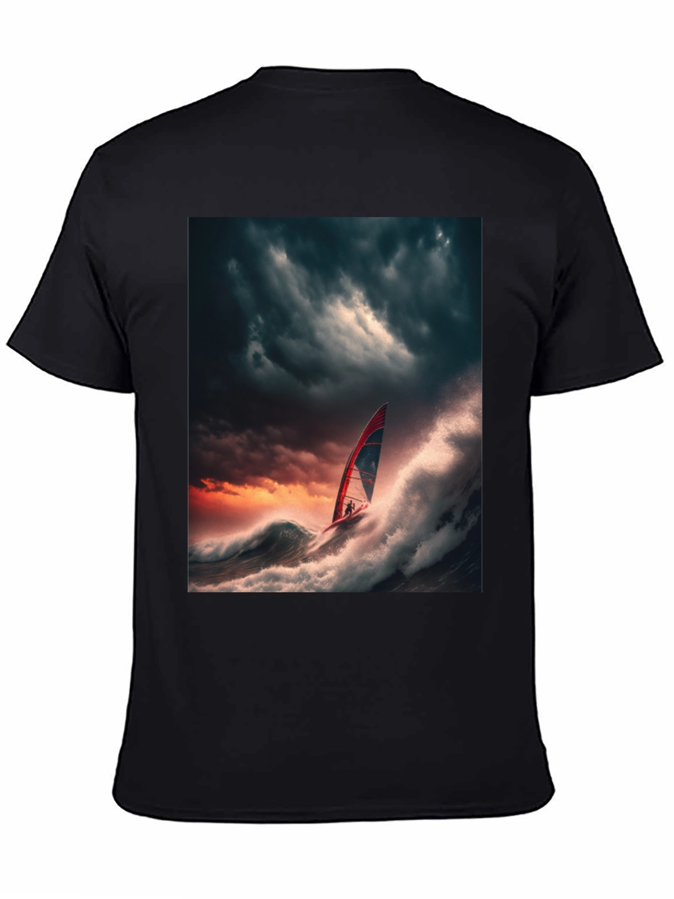 Stormy Seas Windsurfer Black T-Shirt