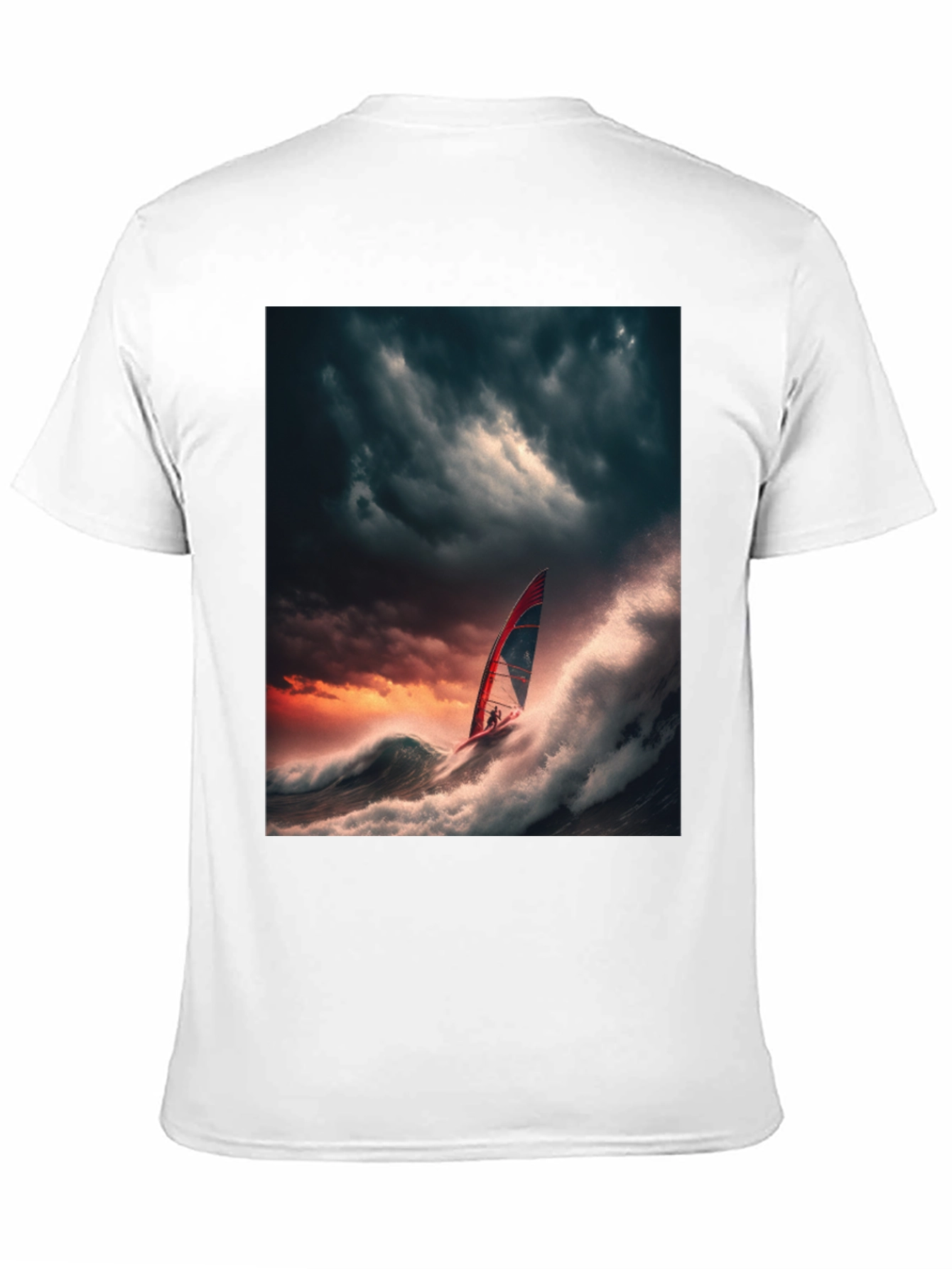 Stormy Seas Windsurfer Black T-Shirt