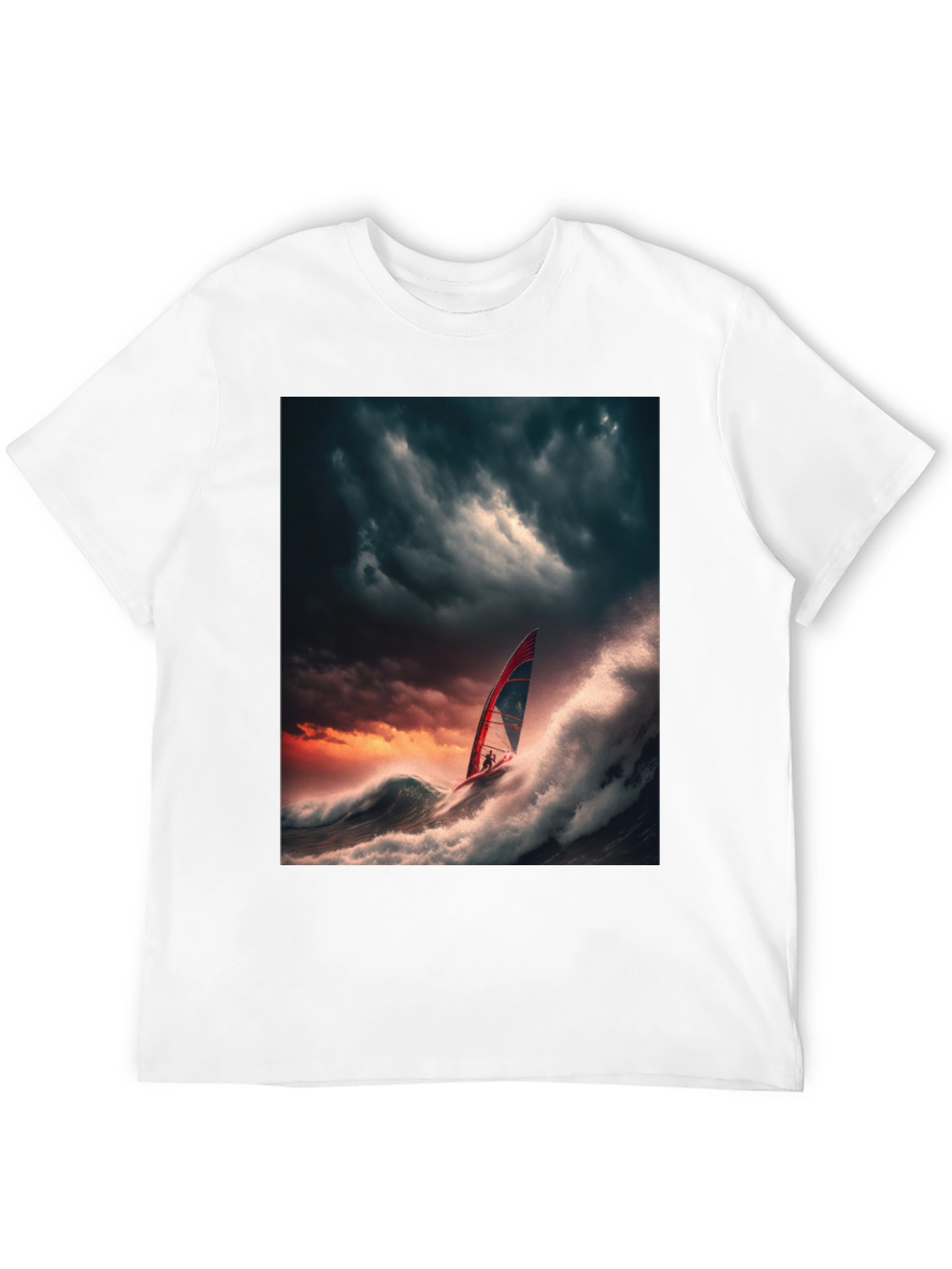 Stormy Seas Windsurfer Black T-Shirt