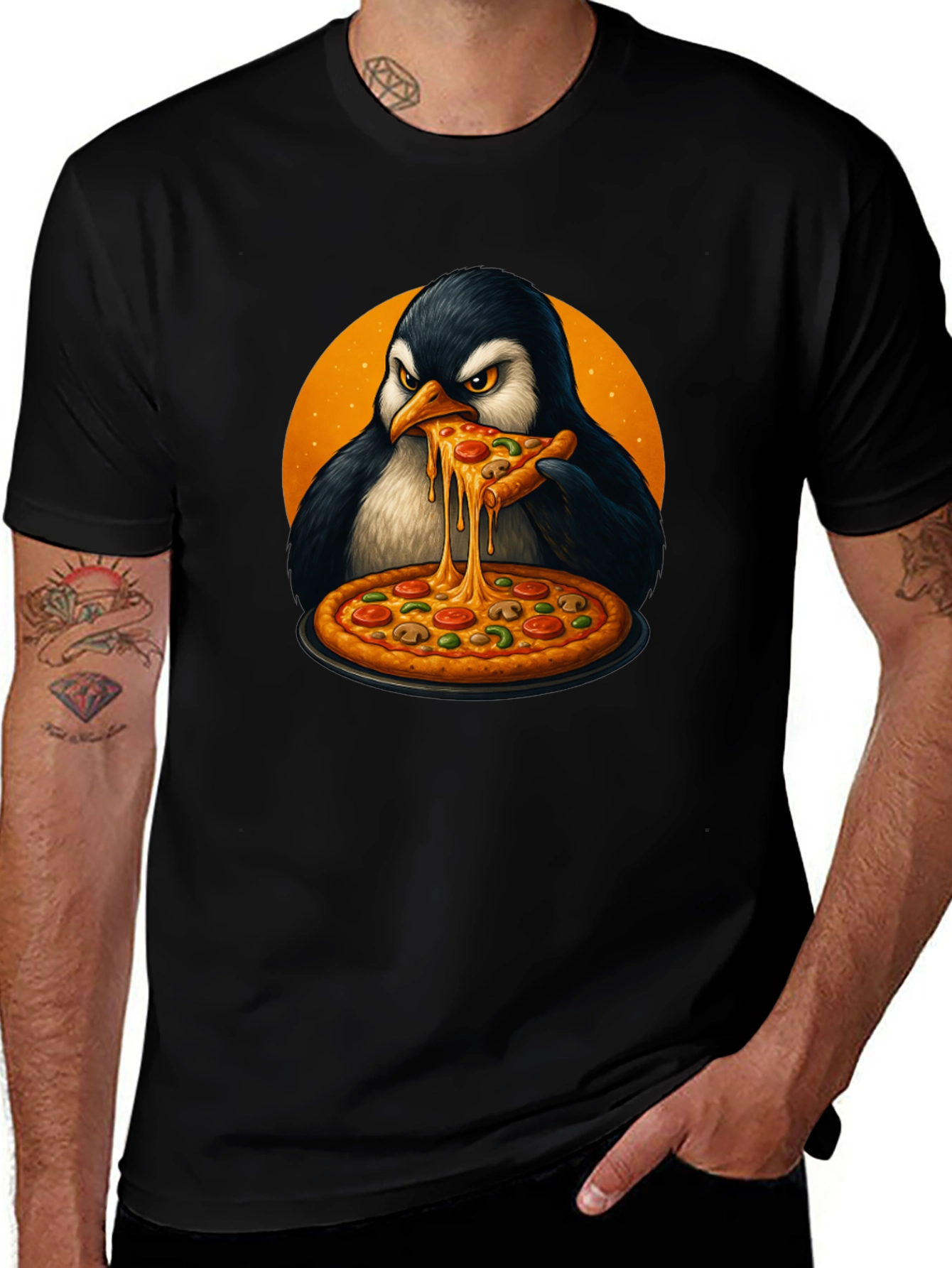 Penguin Pizza Lover T-Shirt - Cool Graphic Tee